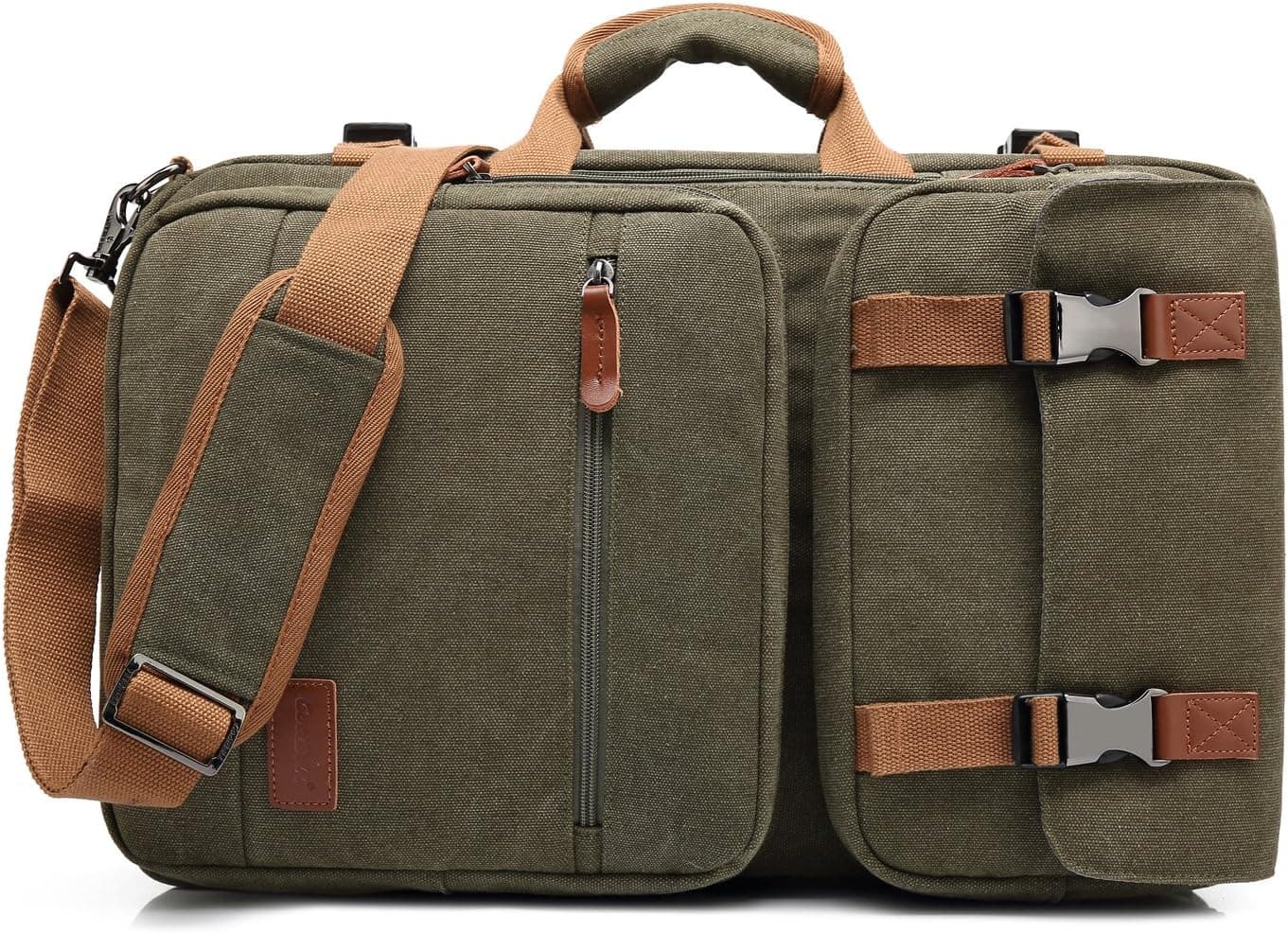 CoolBELL Convertible Briefcase Backpack Messenger Bag Shoulder bag Laptop Case Business Briefcase Travel Rucksack Multi-functional Handbag Fits 17.3 Inch Laptop For Men/Women (Canvas Green)