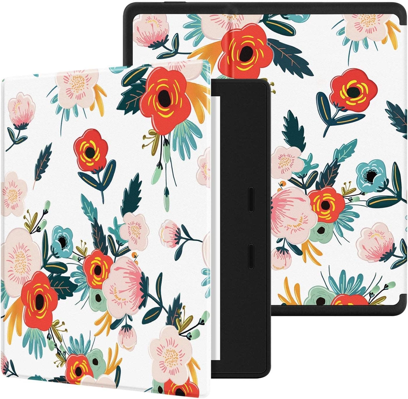 Ayotu Colorful Case for All-New Kindle Oasis (10th Gen, 2019 Release & 9th Gen, 2017 Release) PU Leather Smart Waterproof Cover,Auto Wake/Sleep,ONLY Fits All-New 7” Kindle Oasis,KO Flowers