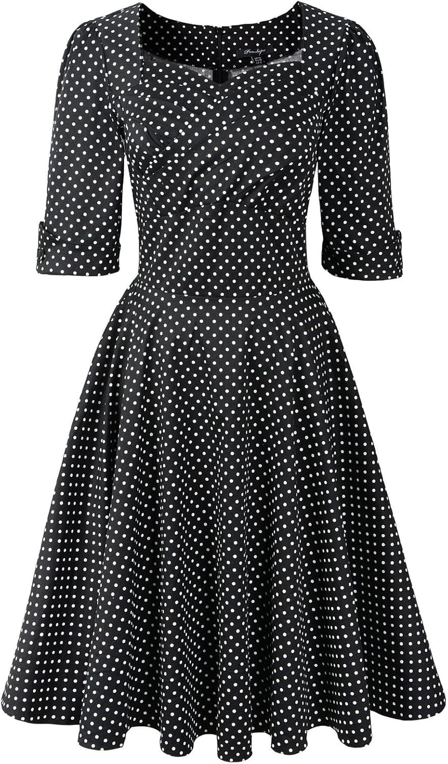1950s Vintage Half Sleeve Rockabilly Swing Dress