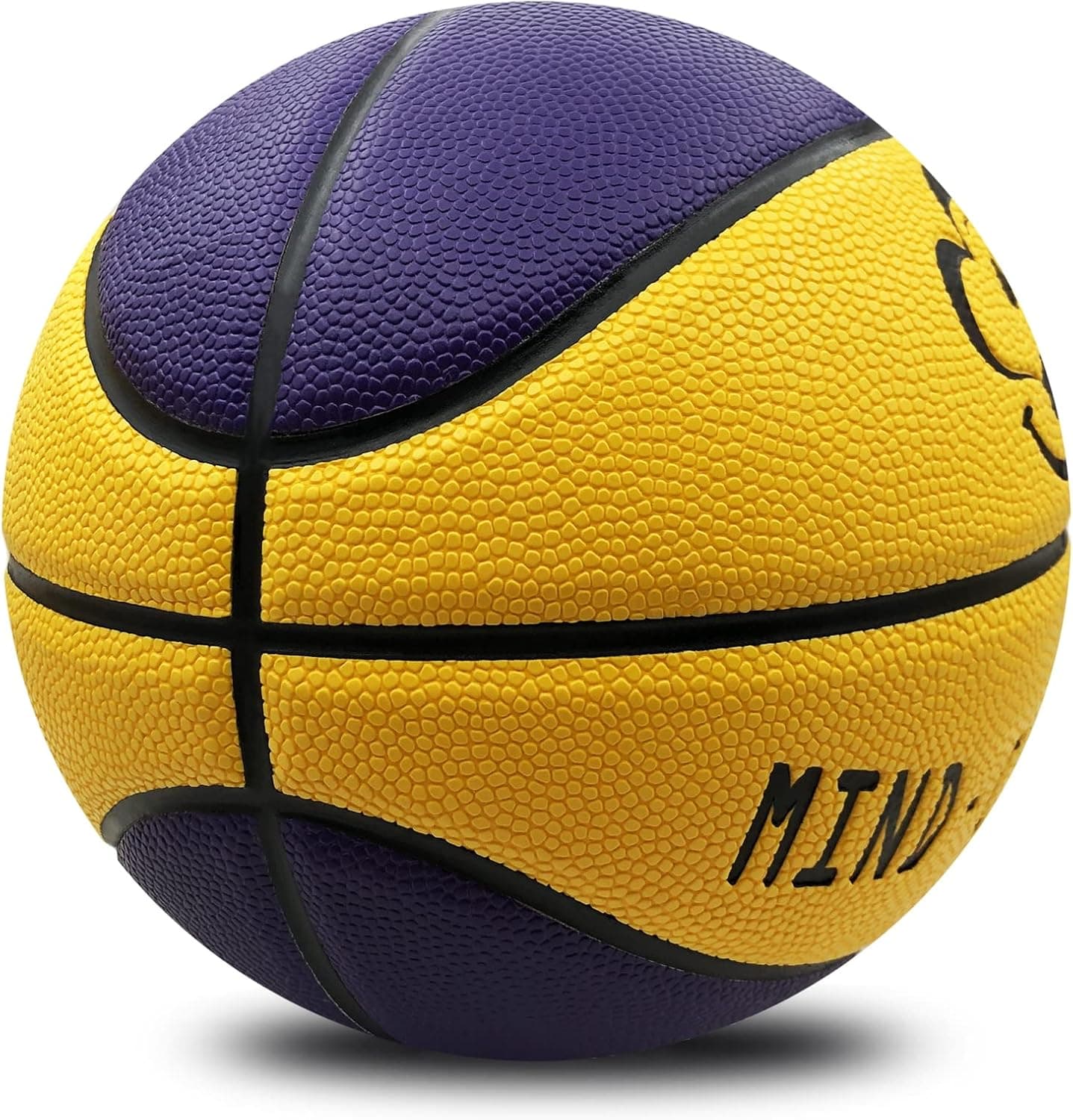 MINDCOLLISION Smiling Face Basketballs, Moisture-Absorbing and Wear-Resistant Soft Pu Leather, Good Grip, Suitable for Indoor and Outdoor Training and Competition