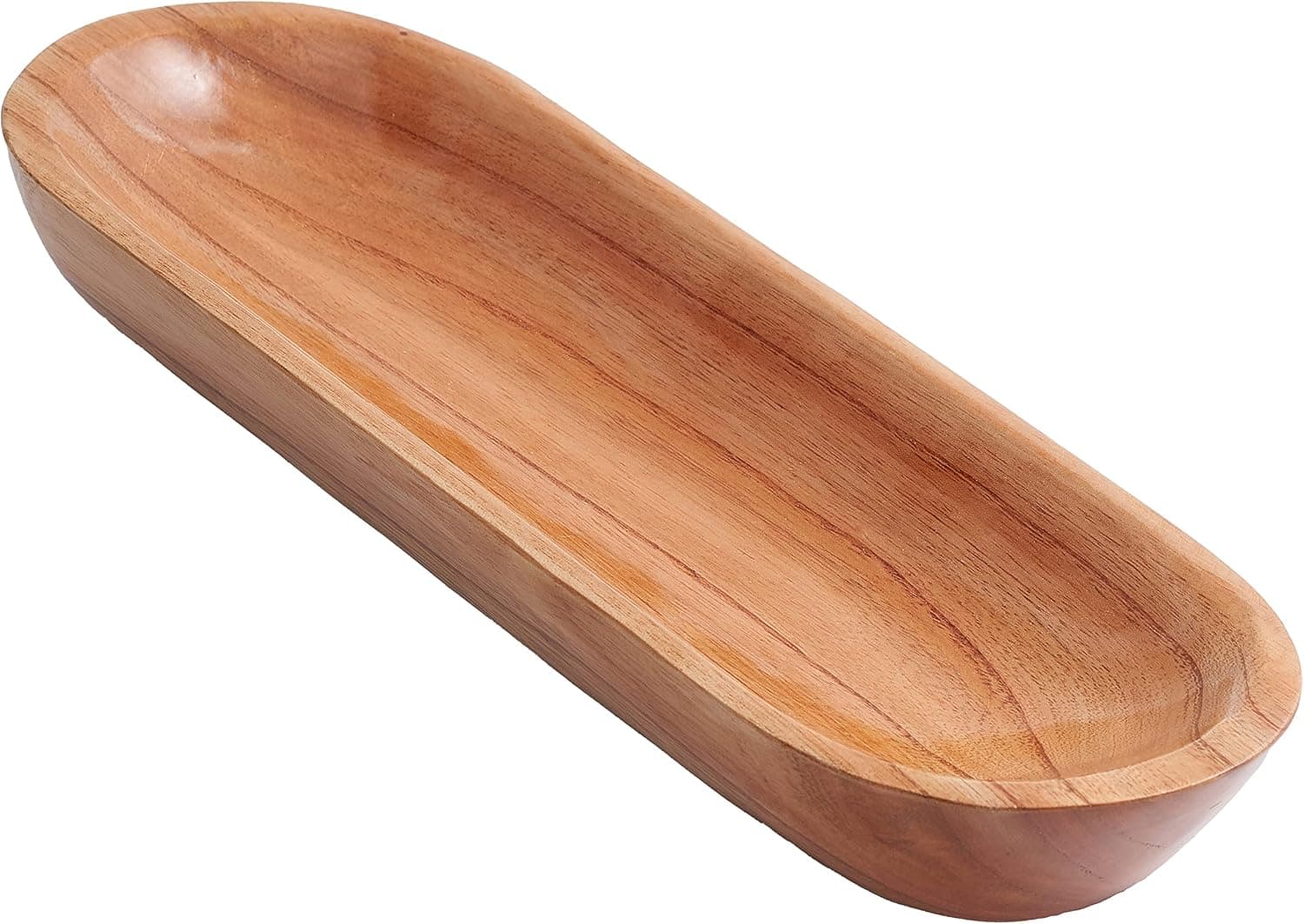 Natural Wooden Dough Bowls For Decor, Long Carved Oval Farmhouse Kitchen Counter Fruit Wood Dough Bowl, Oblong Baguette Bread Decorative Bowls For Home Decor,Dining Room Coffee Table Decor Centerpiece