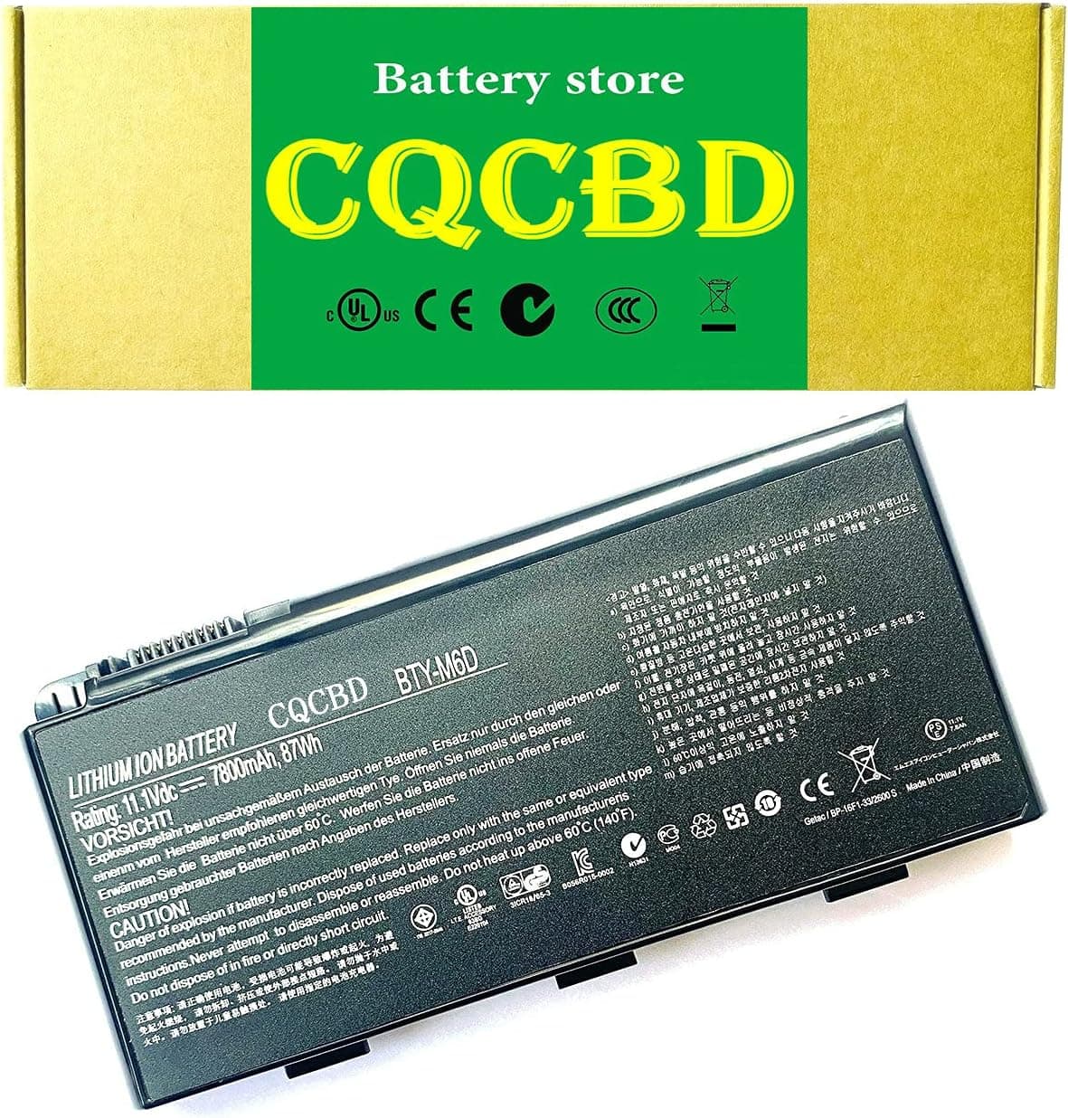 CQCBD BTY-M6D Battery for MSI GT60 GX60 GT70 GT660 GX660 GT680 GX680 GT780 GT780R GT663R GT660R GT680DXR GT680DX Series (9Cell 11.1V 87Wh/7800mah)