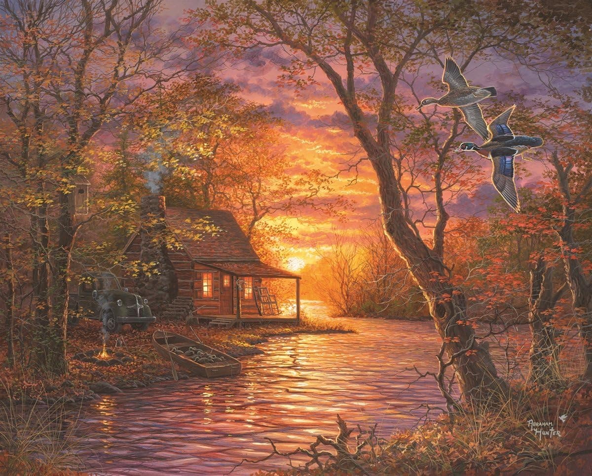 Springbok Puzzles - Duck Camp - 1000 Piece Jigsaw Puzzle - Large 24 Inches by 30 Inches Puzzle - Made in USA - Unique Cut Interlocking Pieces