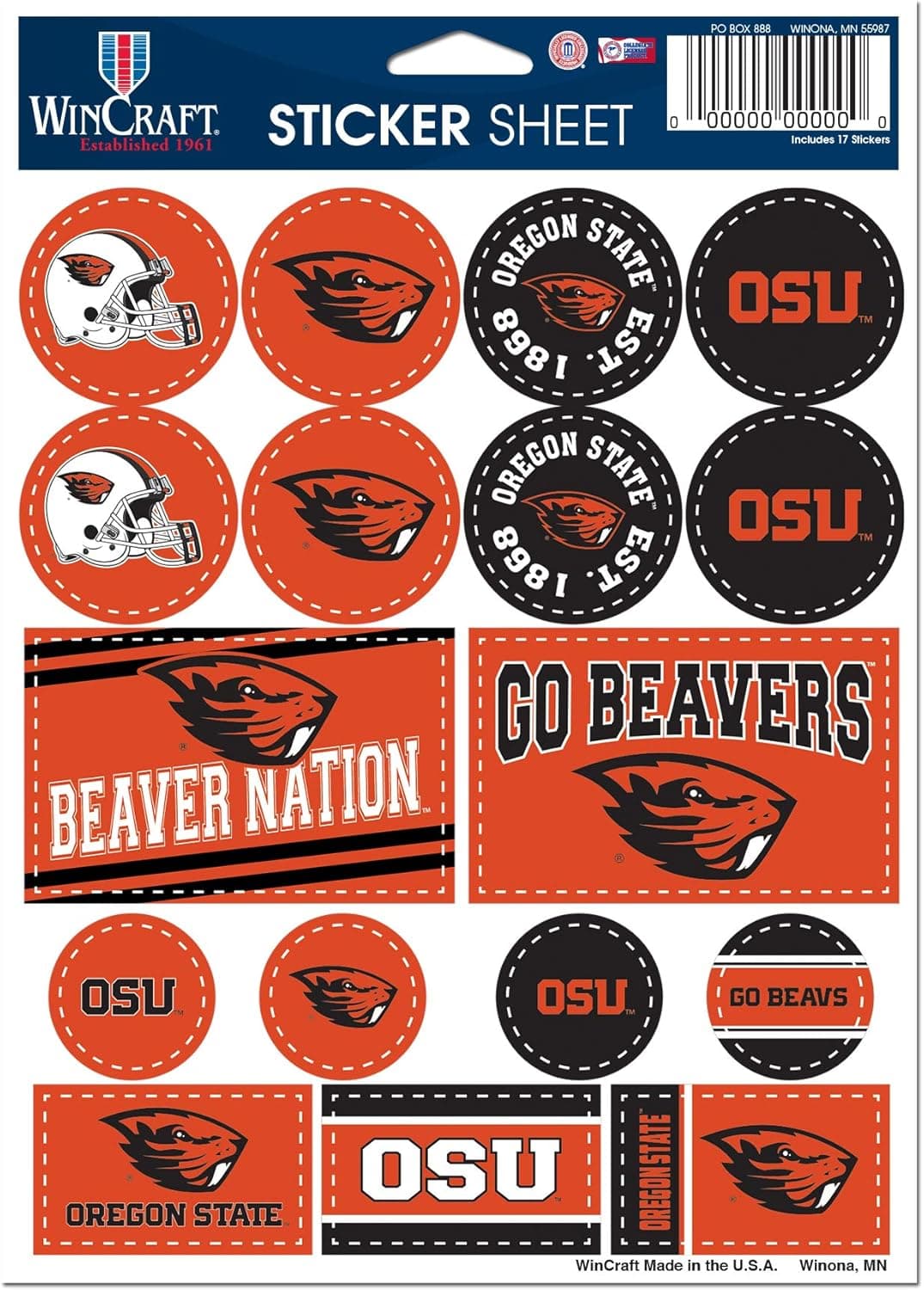 WinCraft NCAA Oregon State University Beavers 5" x 7" Variety Sticker Sheet
