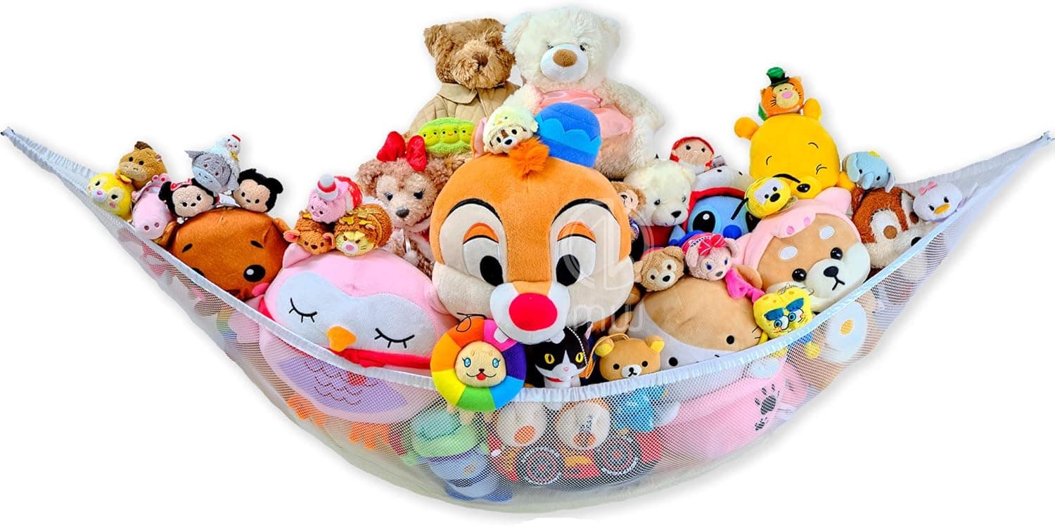 Mia Weaver Stuffed Animals Jumbo Toy Storage Hammock (Mesh 1 packs, White)