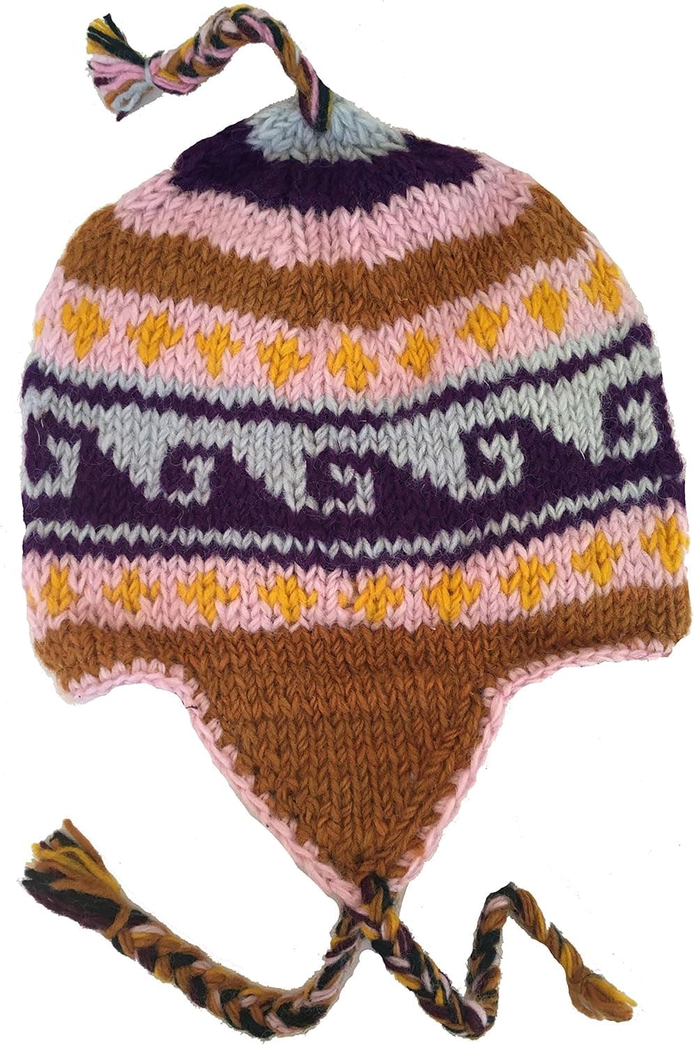Headchange Wool Winter Chullo Beanie Fleece Lined Toque Cap Ear Flaps Sherpa Peruvian Hat