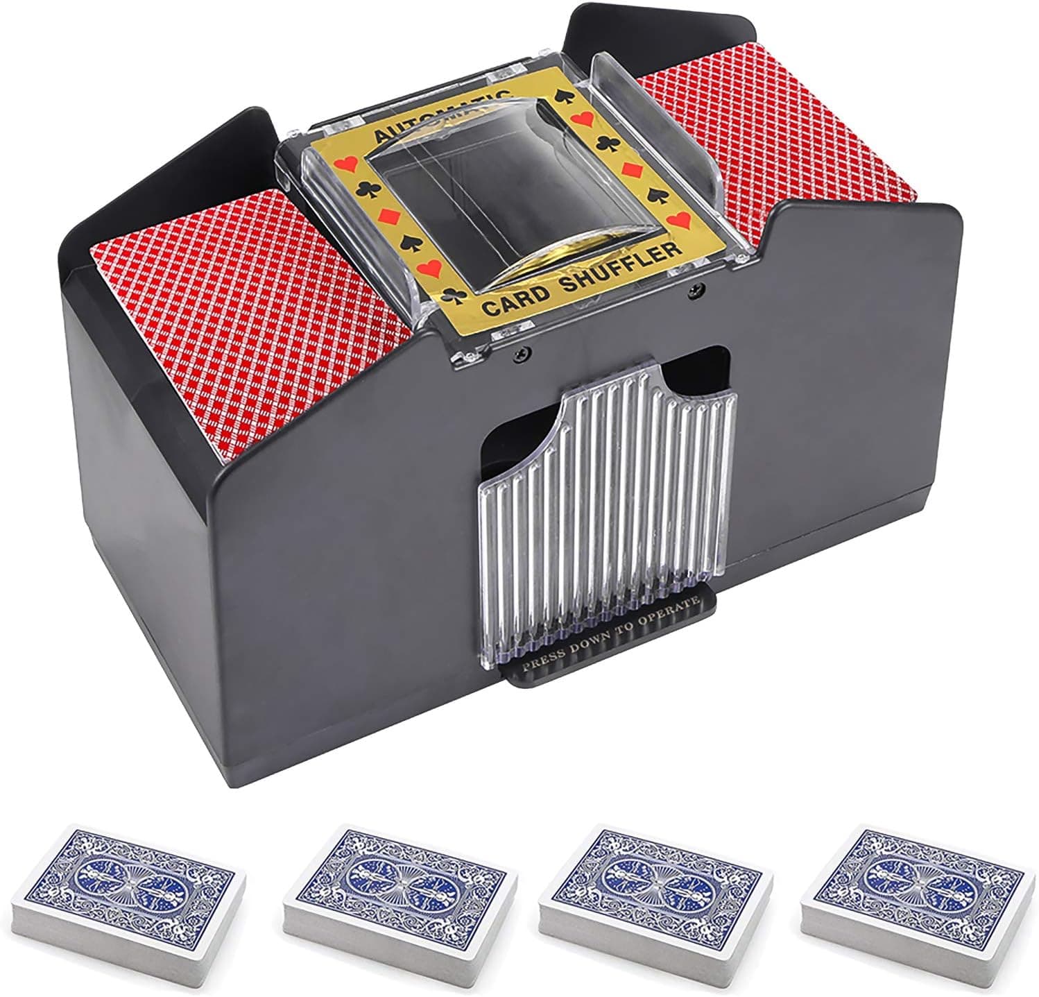 S SUNSBELL Automatic Card Shuffler, Five Crowns Card Game, Battery Operated Poker Shuffling Machine, Poker Card Shuffler, for Poker, Blackjack