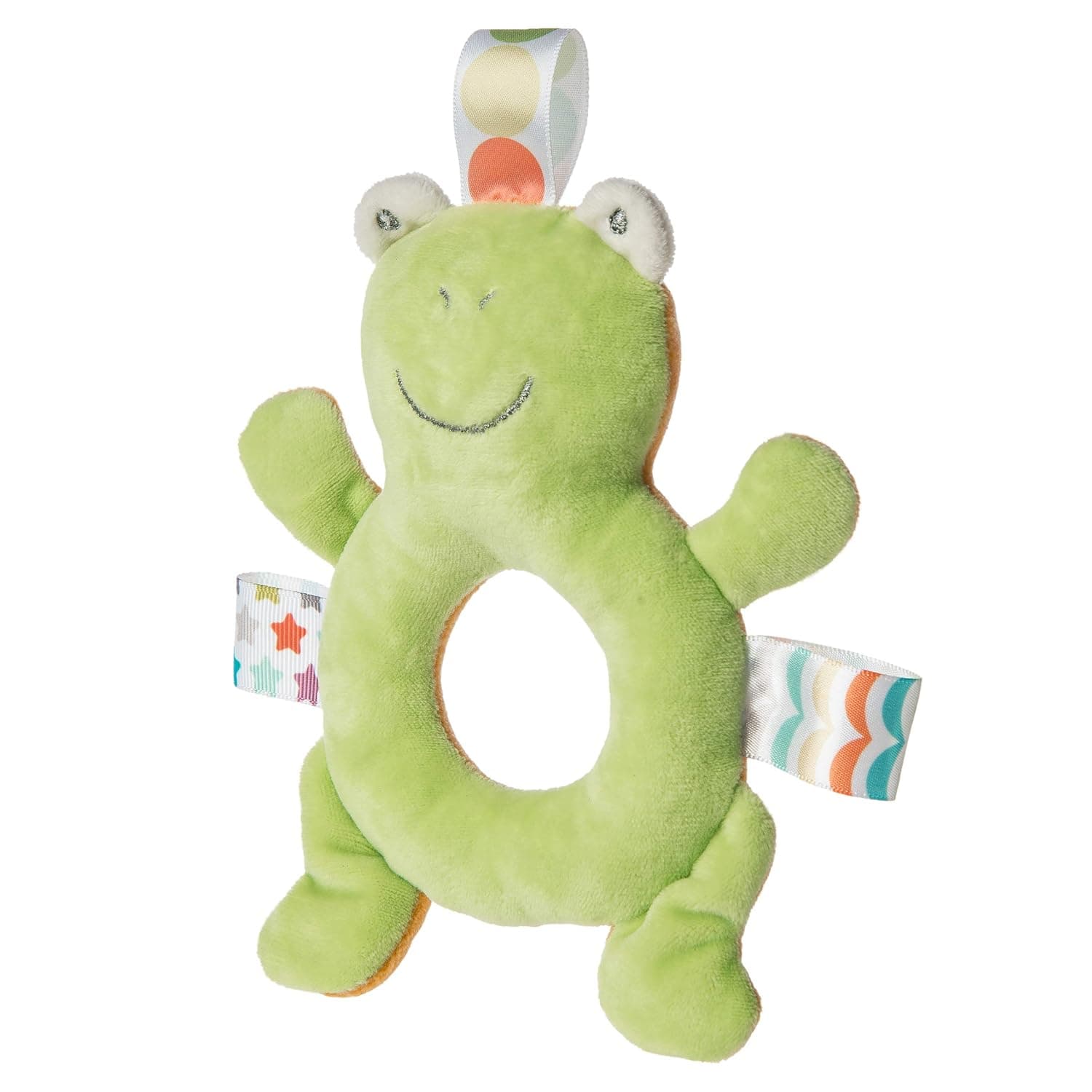 Taggies Two-Sided Baby Rattle Soft Toy, 6-Inches, Twice as Nice Frog & Bear