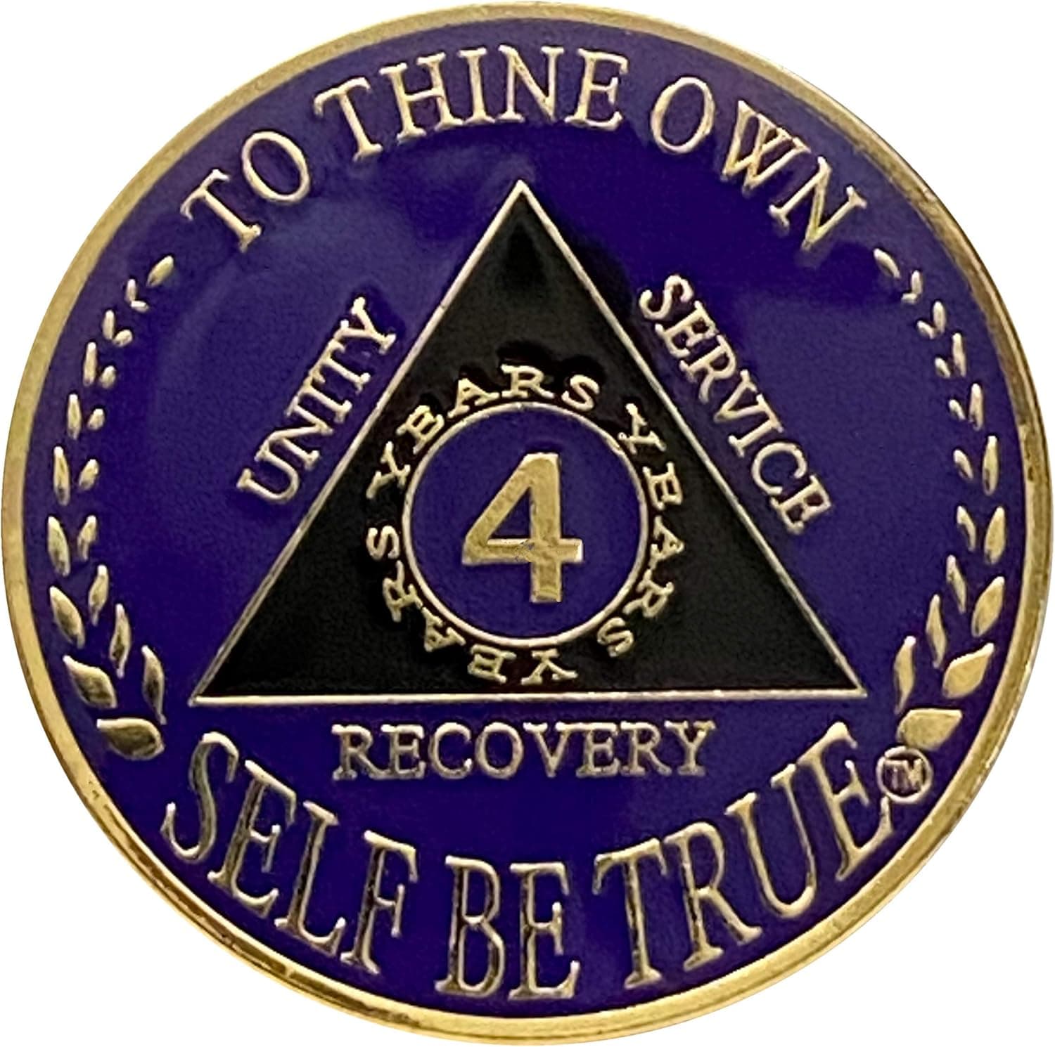 4 Year AA Gold Color Plated Medallion, Recovery Token, AA Token, Triple Clear Epoxy Sealed (4 Year)