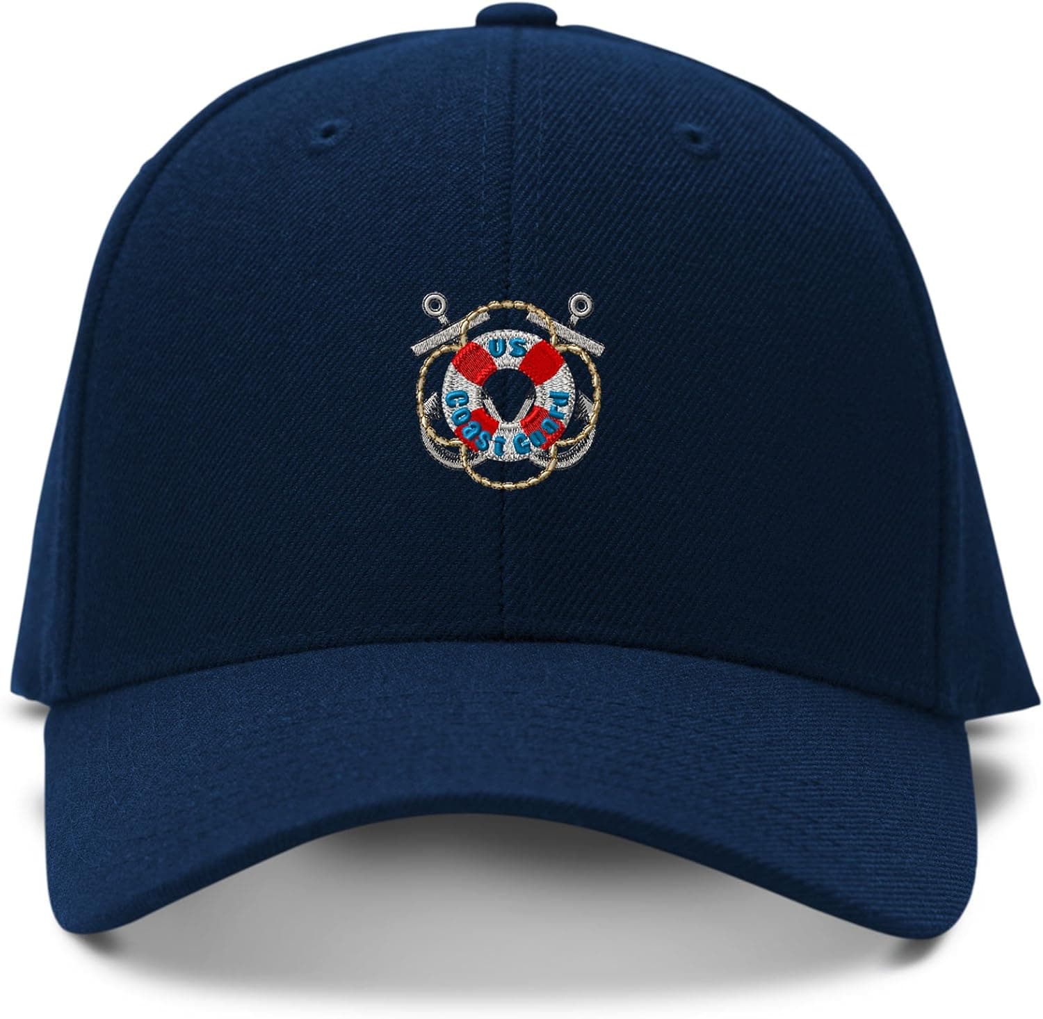 U.S. Coast Guard Military Embroidery Adjustable Structured Baseball Hat Navy