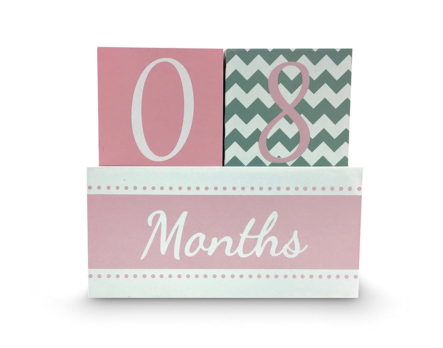 Milestone Age Wood Block Set for Baby Photo (Pink)
