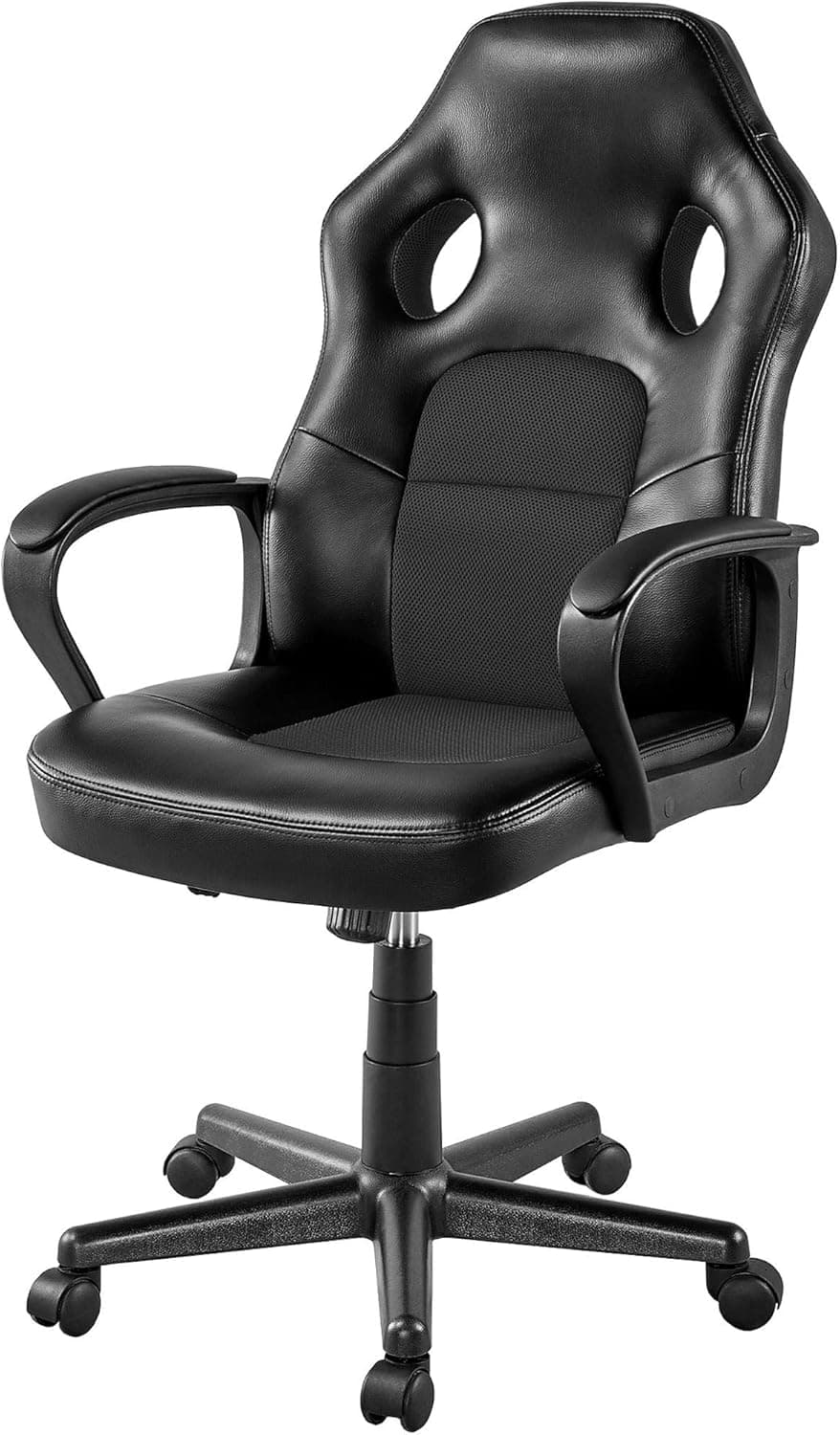 Topeakmart Home Office Desk Chairs High Back Leather Racing Chair Height Adjustable Executive Task Chair Rolling Chair Black