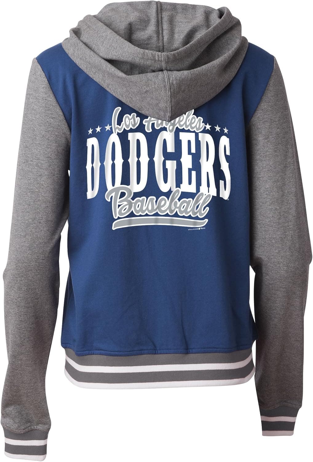 MLB Los Angeles Dodgers Women's Zip Front French Terry Hoodie with Contrasting Sleeves, Blue, Medium