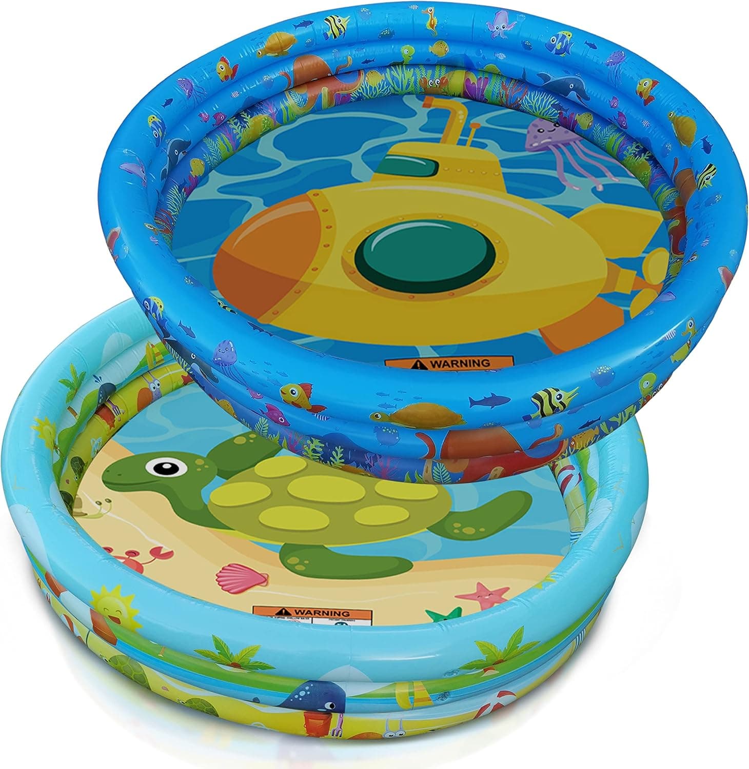 Set of 2 Inflatable Swimming Pool, 47 inch, Summer Fun in Garden, Backyard, Pit Ball 3 Rings Play Float Toy