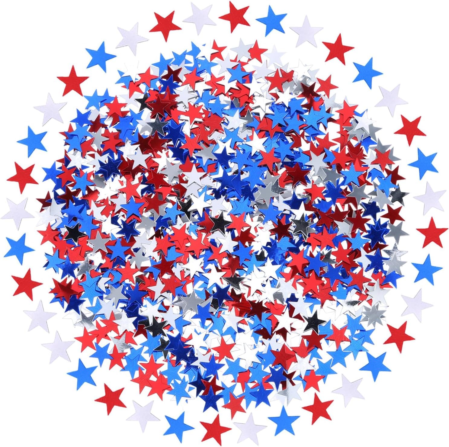Gejoy 100 g/ 3.5 Ounces Red Silver Blue Star Confetti Party Confetti Accessory for Patriotic Decoration