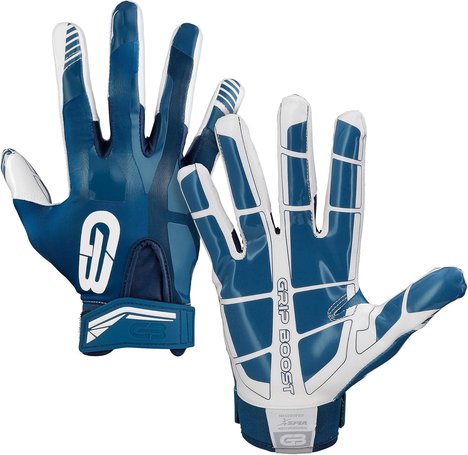 Grip Boost Stealth Dual Color Football Gloves Mens - Adult Sizes (Navy Blue/White, XX-Large)