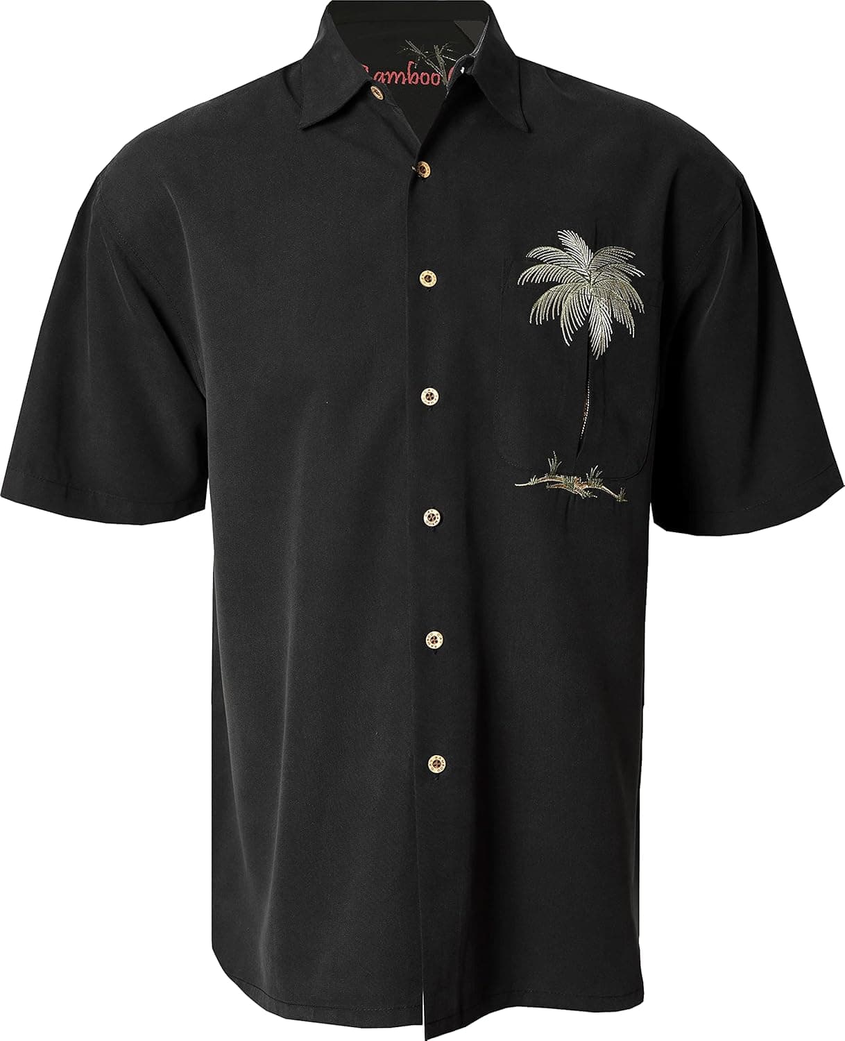 Bamboo Cay Mens Short Sleeve Peekaboo Palm Casual Embroidered Woven Shirt