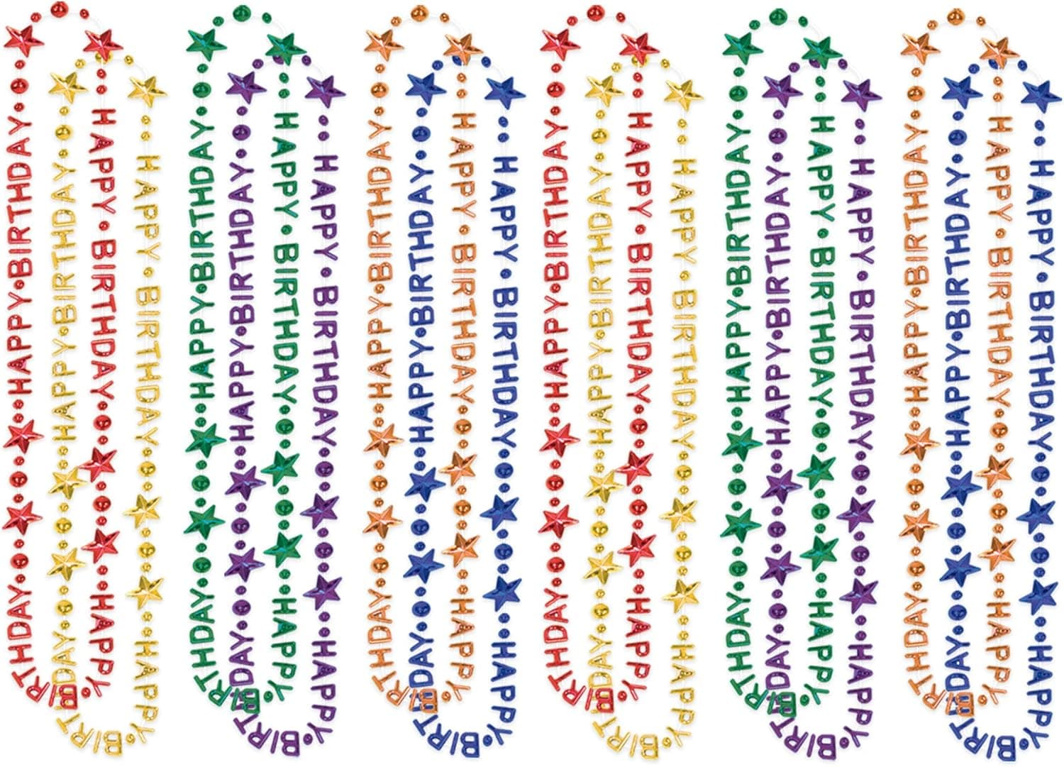 Beistle 12 Piece Colorful Plastic Happy Birthday, Necklaces Party Favors, 36", Multicolor