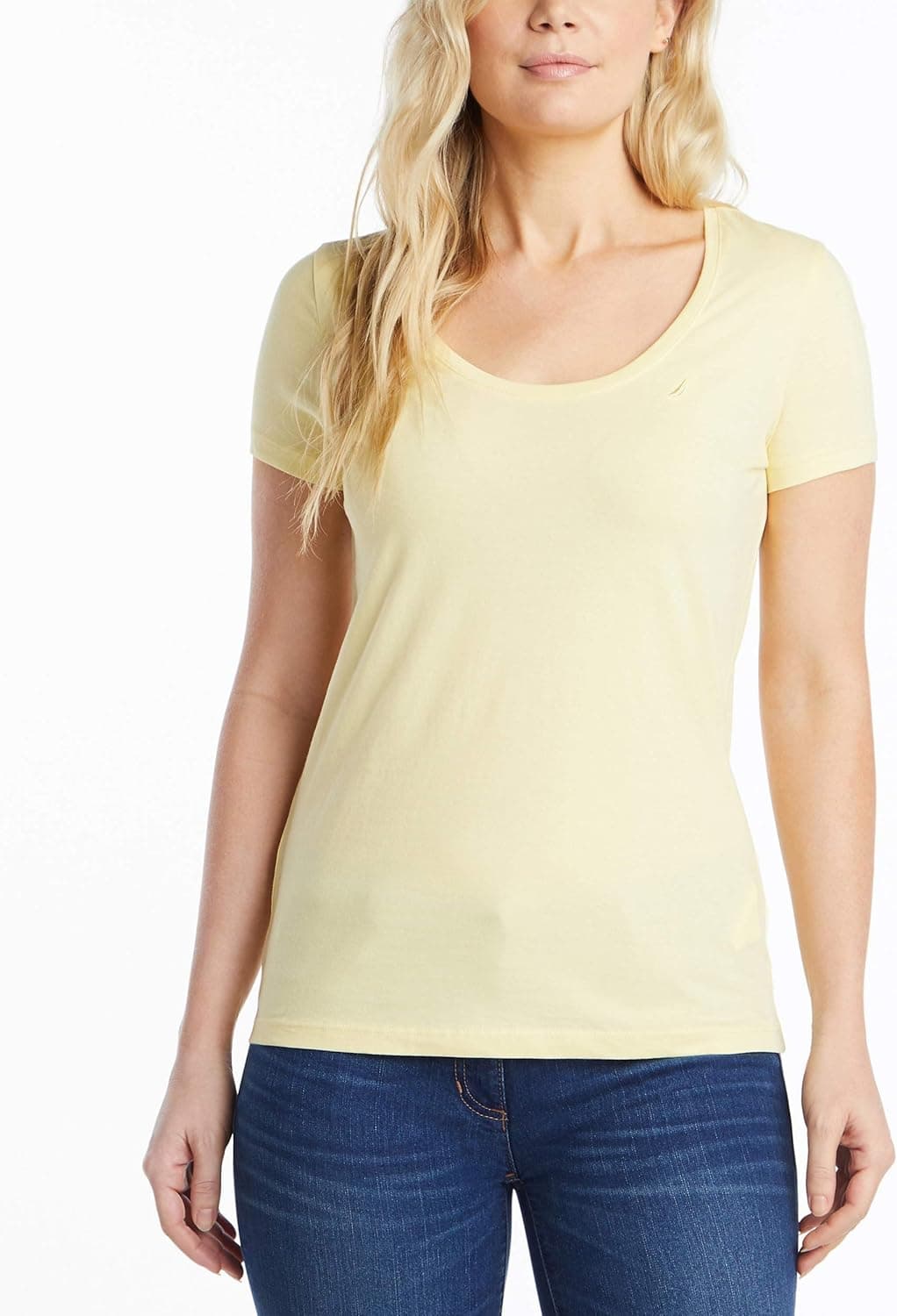 Nautica Women's Easy Comfort Scoop Neck Supersoft 100% Cotton Solid T-Shirt