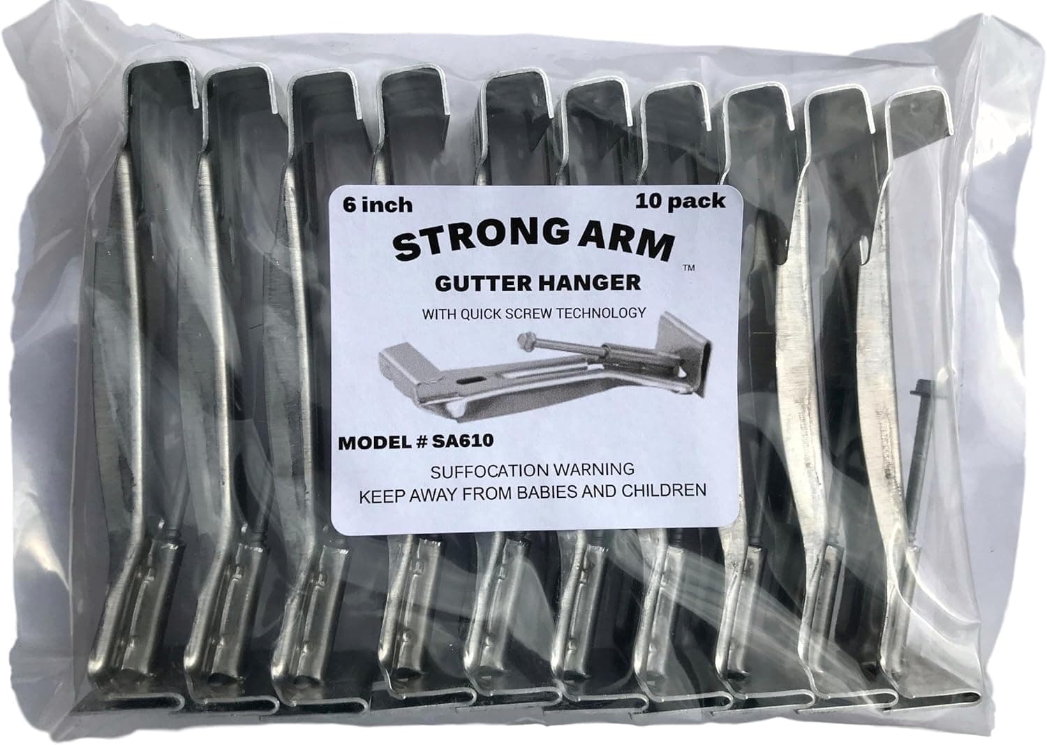 Heavy Duty 6 Inch Hidden Rain Gutter Bracket Hook Hangers with Clip (10 Pack)