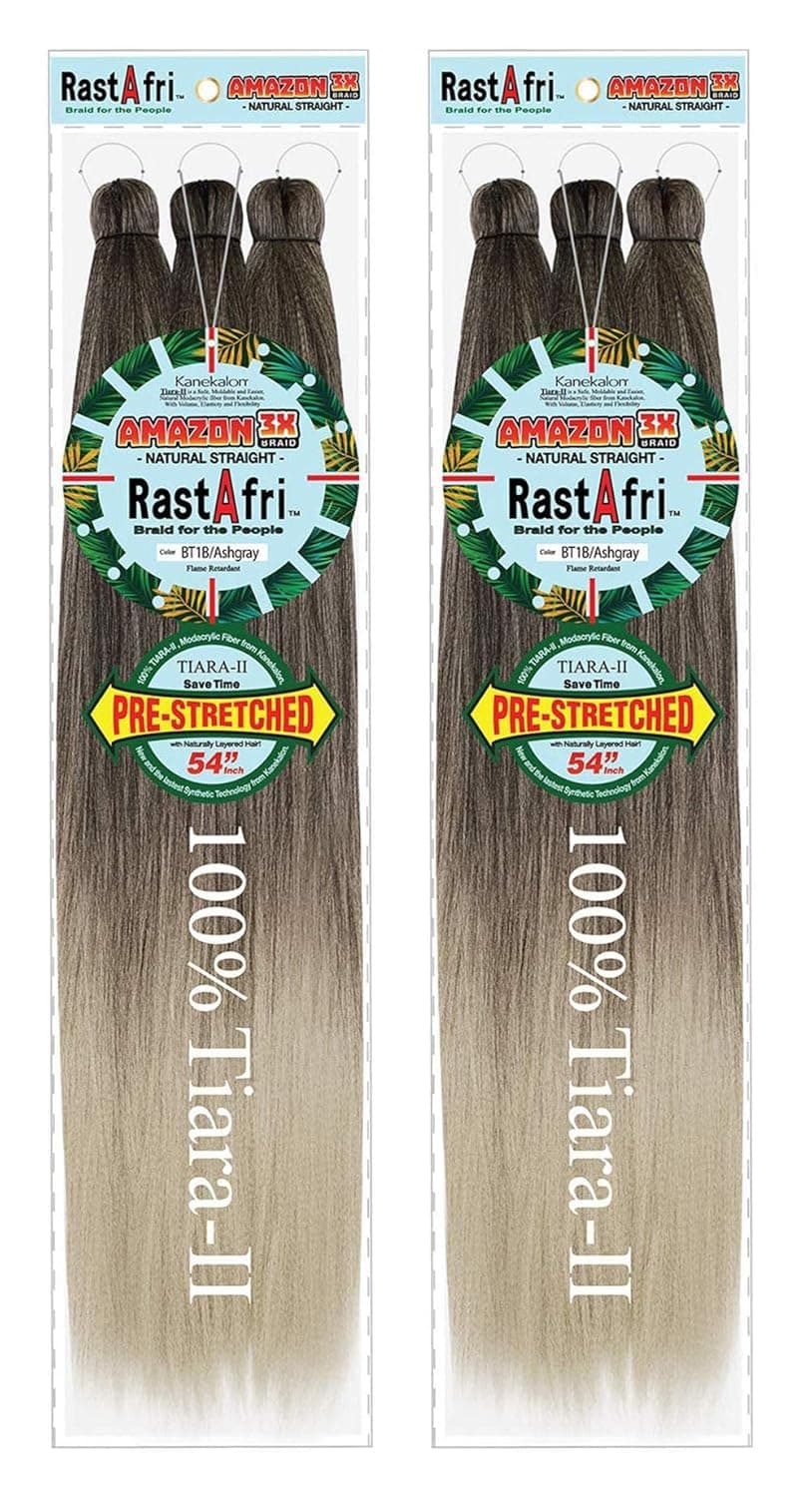 RastAfri Amazon 3X Braid 54" Pre-stretched [2 PACK] (BT1B/ASHGRAY)