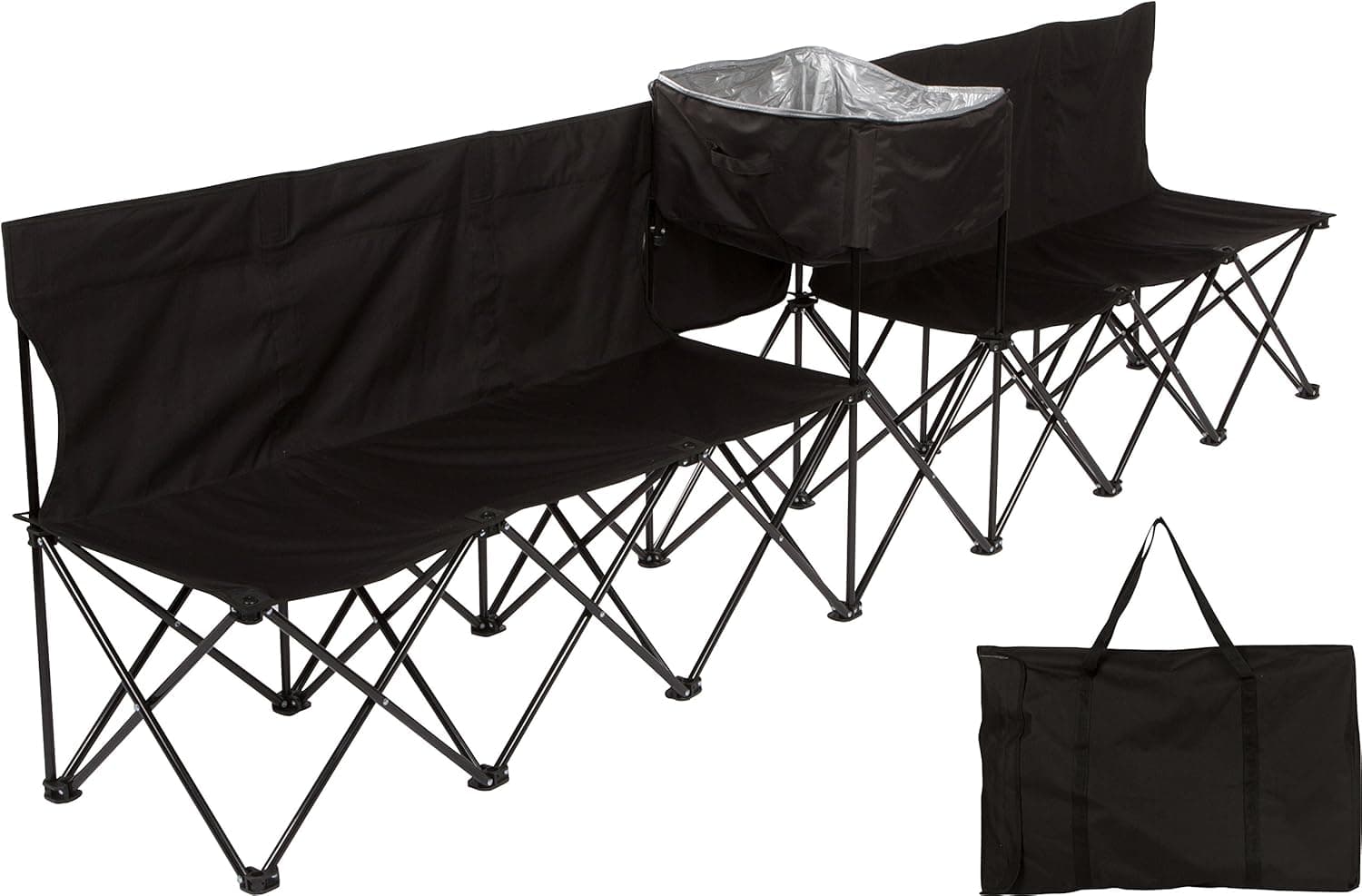 10' Portable Folding Team Sports Sideline Bench with Attached Cooler & Full Back by Trademark Innovations