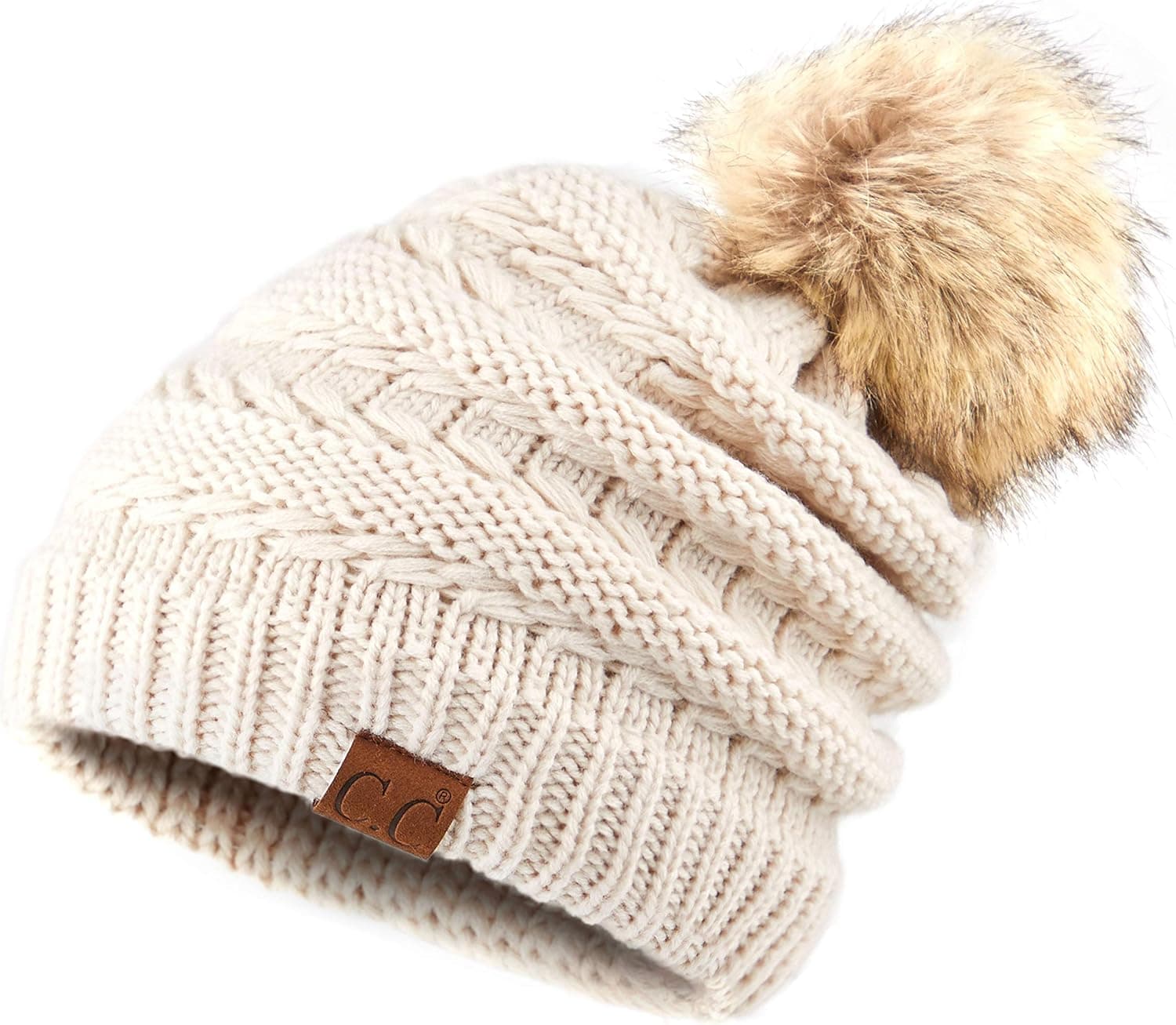 C.C Hatsandscarf Exclusives Unisex Solid Ribbed Beanie with Pom (HAT-43)