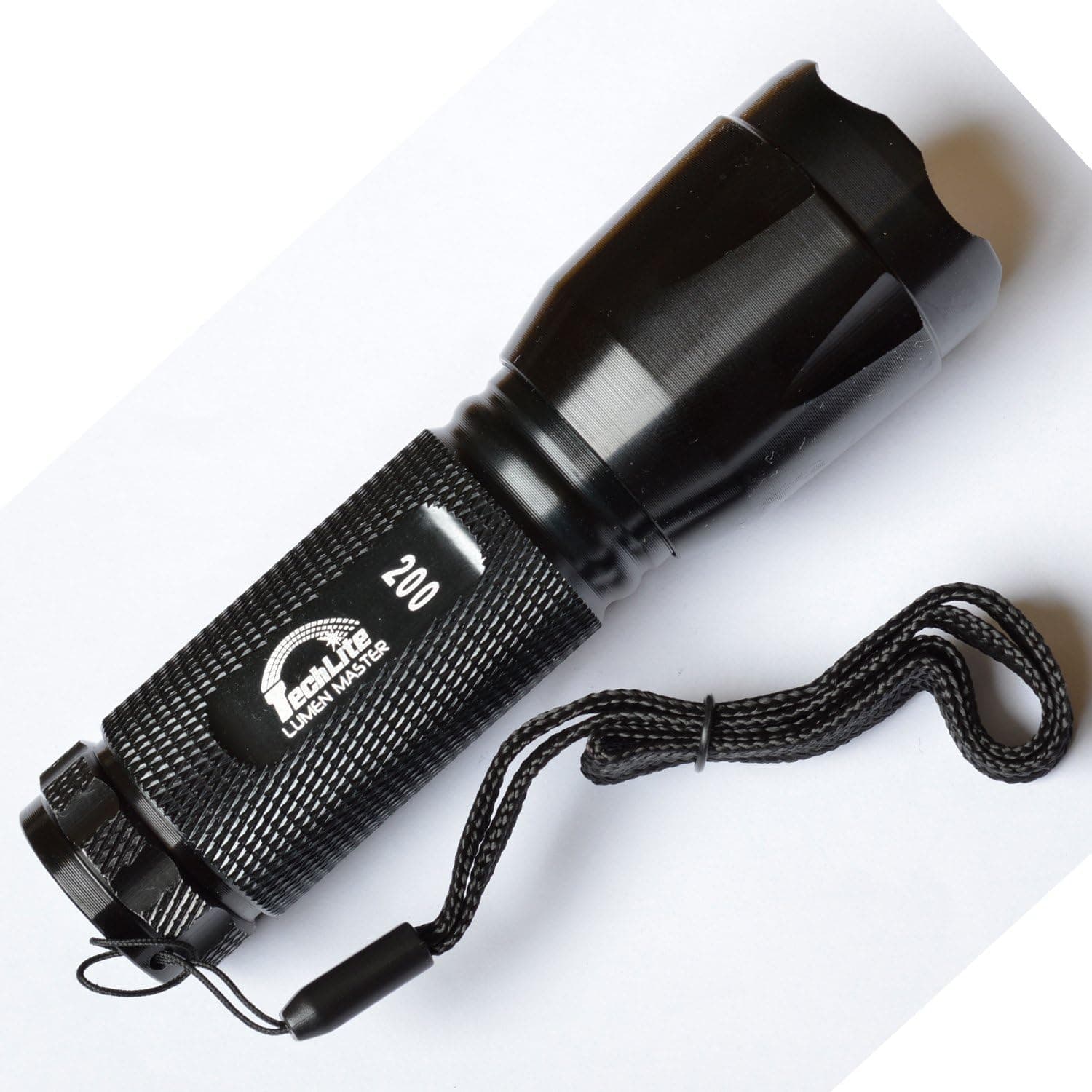 WBW + High-intensity Tactical Flashlight / Emergency Strobe Light with Low and High Beam- Aircraft Grade with Anodizes Black Aluminum Body Plus White Livemylive Wristband