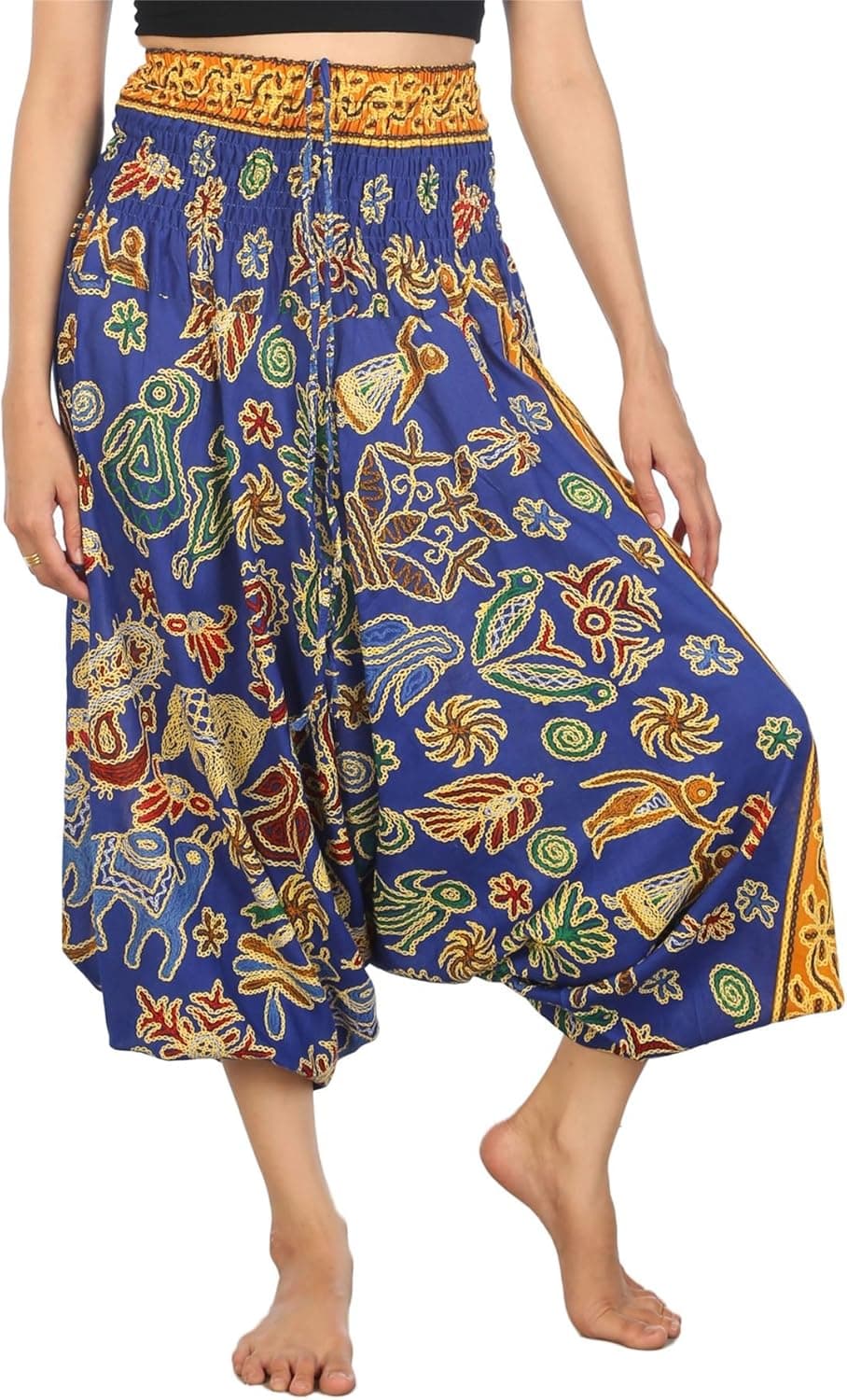 LOFBAZ Yoga Harem Pants for Women Elephant Boho Hippie Bohemian Beach Jumpsuit