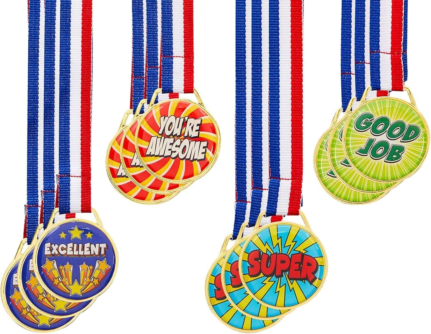 Juvale Award Medals for Kids, Participation Ribbons for School, Sports, Contests (12 Pack)
