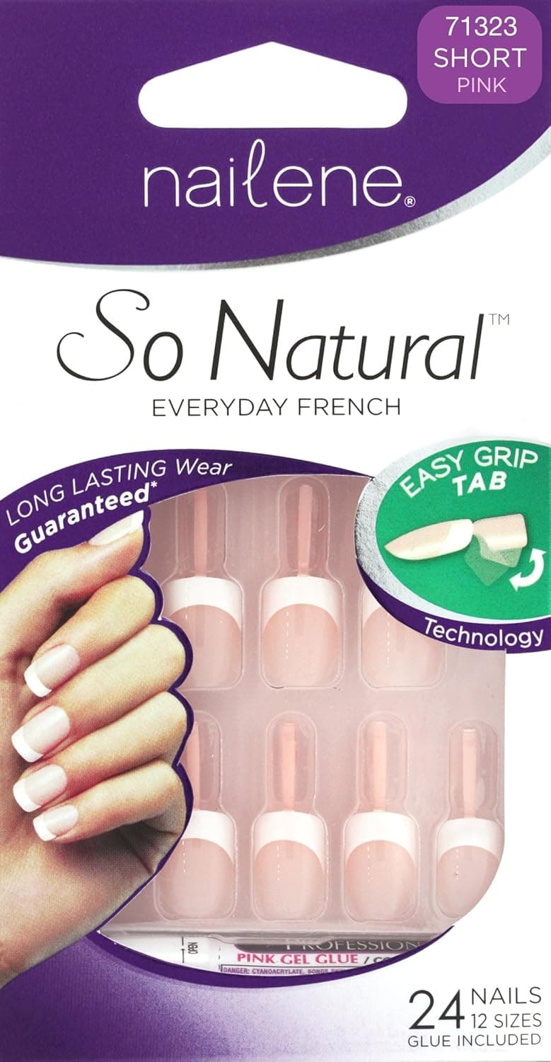 Nailene So Natural Nails, Short, Pink 71323, 24 ea