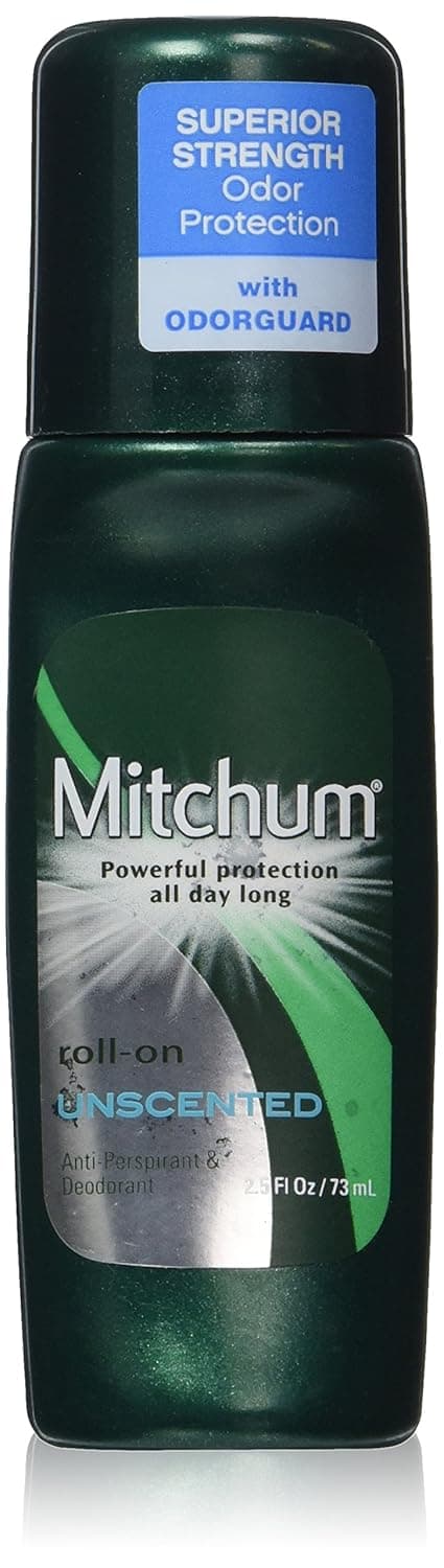 Mitchum Anti-Perspirant & Deodorant, Roll On, Unscented, 2.5 fl oz (73 ml) (Pack of 4)