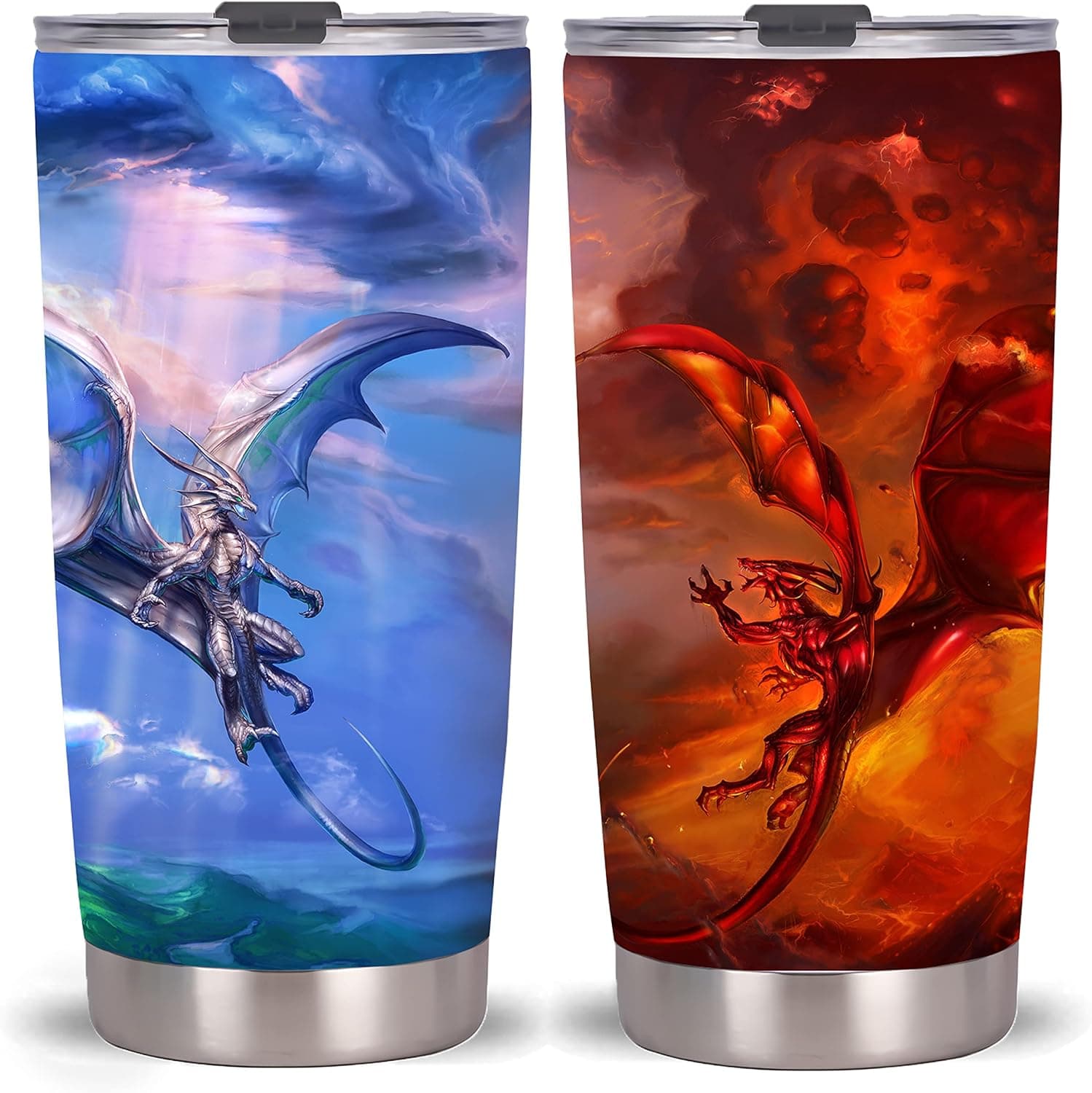 Qdkva 20oz Dragon Tumbler -Stainless Steel Travel Mug With Lid And Straw (Dragon Tumbler)