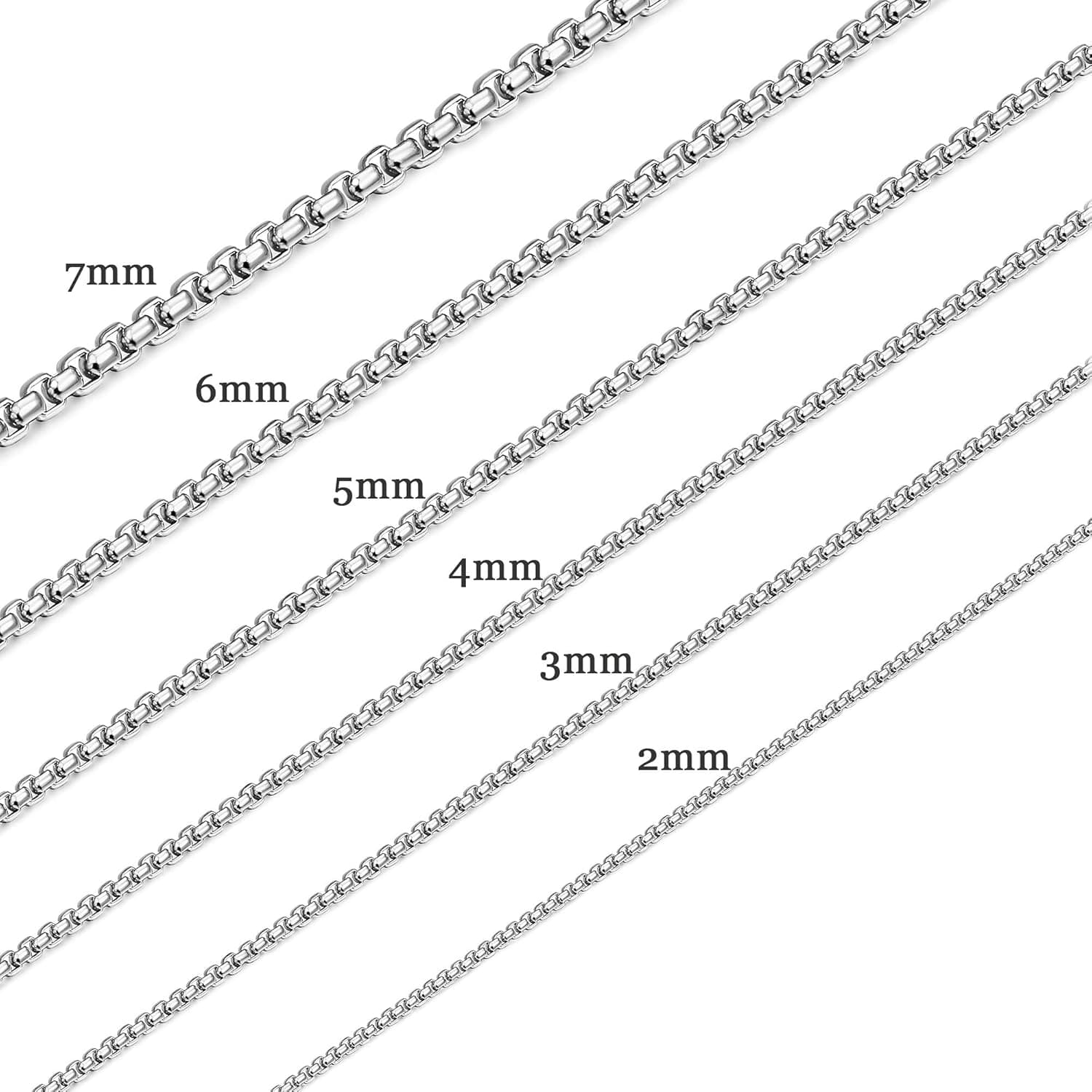 Jstyle 2mm Silver Tone Necklace for Women Men Square Rolo Chain Necklace Stainless Steel Neckace Jewelry 16-32Inches