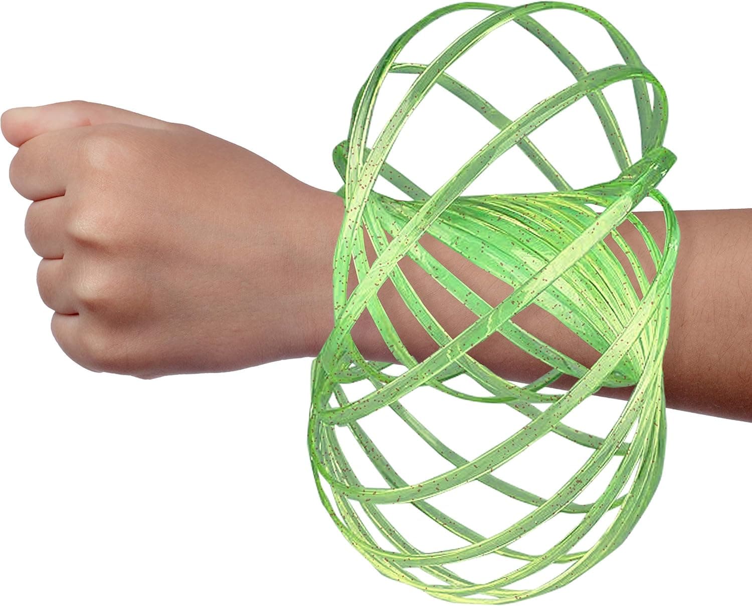 Digital Energy DE Kinetic Arm Toy - Magic 3D Shaped Flow Ring for Kids & Adults, Green(Glitter)