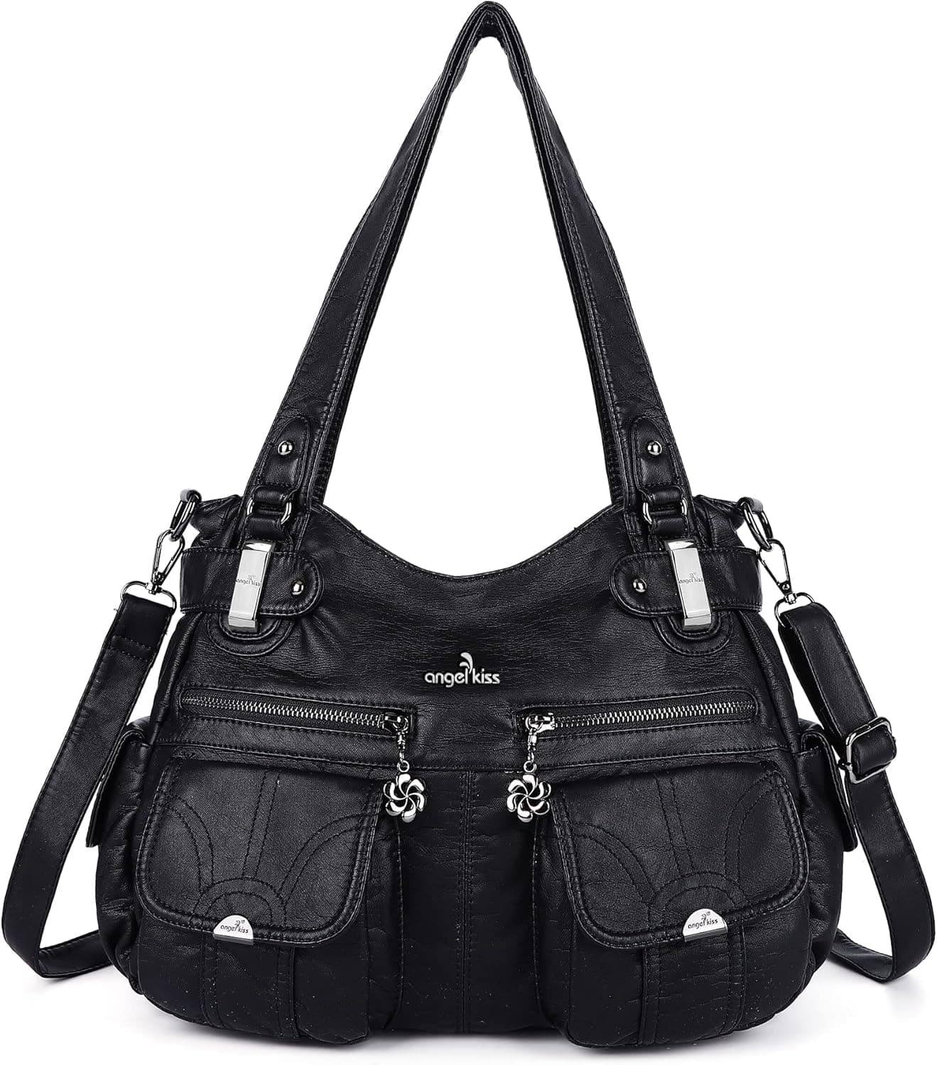 Purses and Handbags Women Tote Shoulder Top Handle Satchel Hobo Bags Fashion Washed Leather Purse…