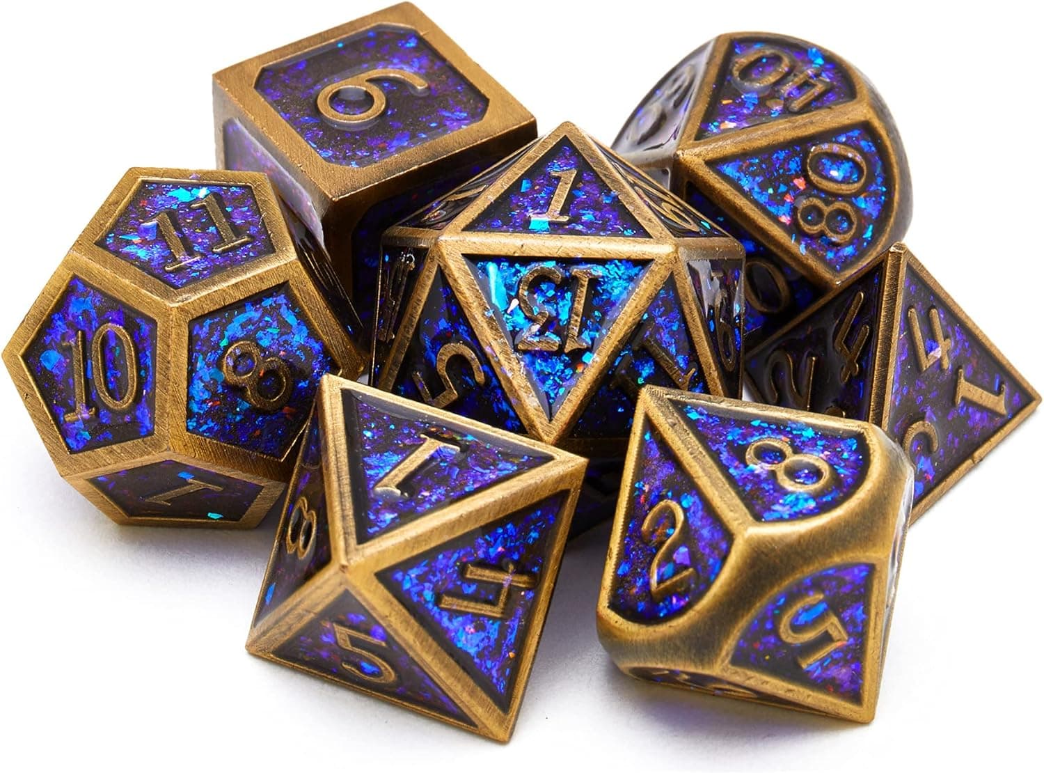 Metal Dice Set D&D Dragon and Dungeon Polyhedral Metal Dice, Punk Style Role-Play RPG Explorer MTG Pioneer Game DND Dice Set (7 Pieces)