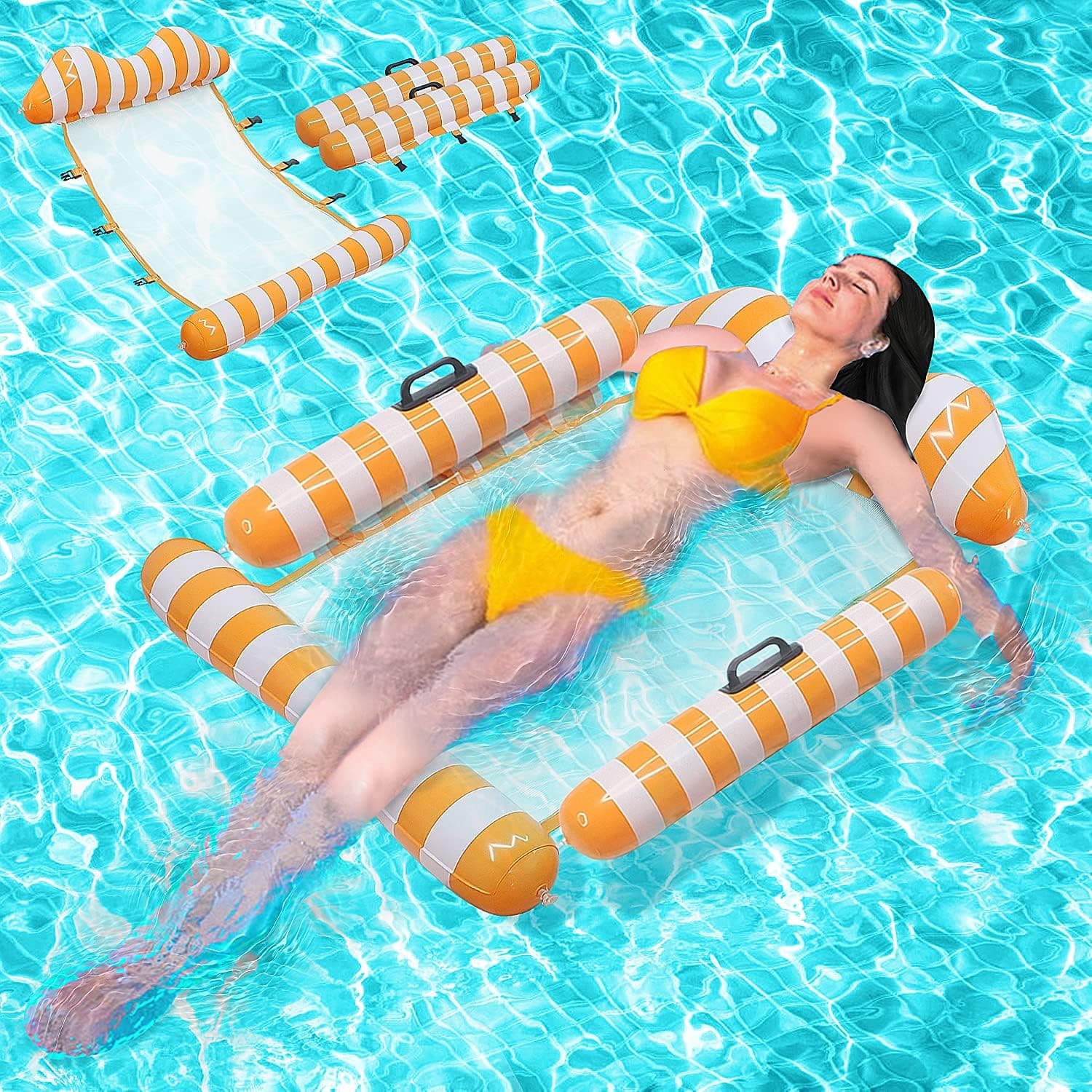 Inflatable Pool Float Hammock, UPBOXN Premium Summer Pool Lounger Swimming Pool Float Multi-Purpose (Saddle, Lounge Chair, Pool Chair, Drifter) Pool Lounger Heavy Duty