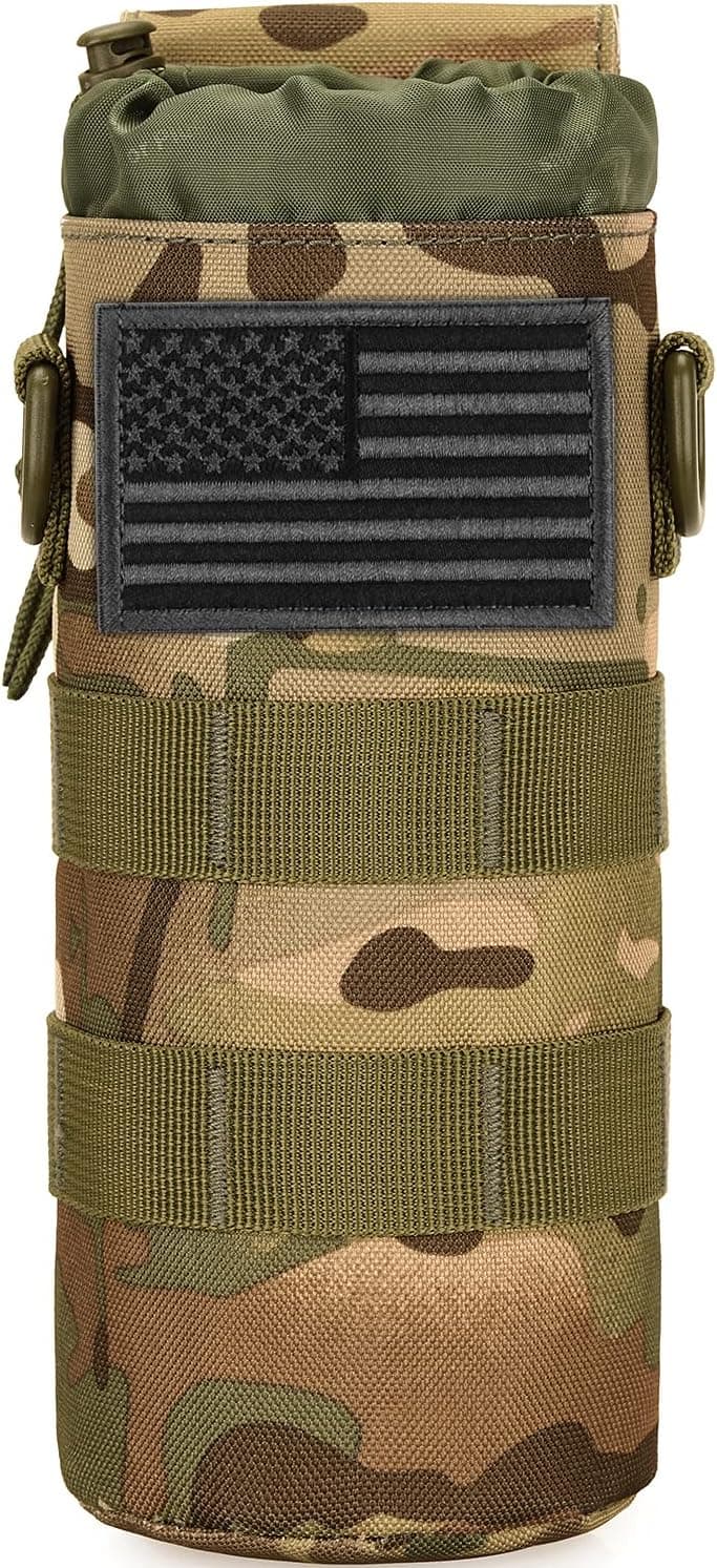SunForMorning Molle Water Bottle Holder Tactical Military Mesh Kettle Holder Bag H2O Drinks Carrier Case