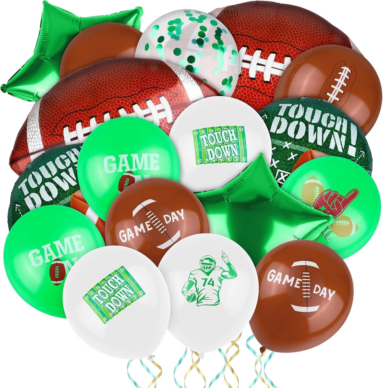 ADXCO 42 Pieces Football Balloons Set Include Football Latex Balloons and Aluminum Foil Balloons for Super Bowl Tailgate Game Day Football Theme Party Supplies Birthday Party Decorations