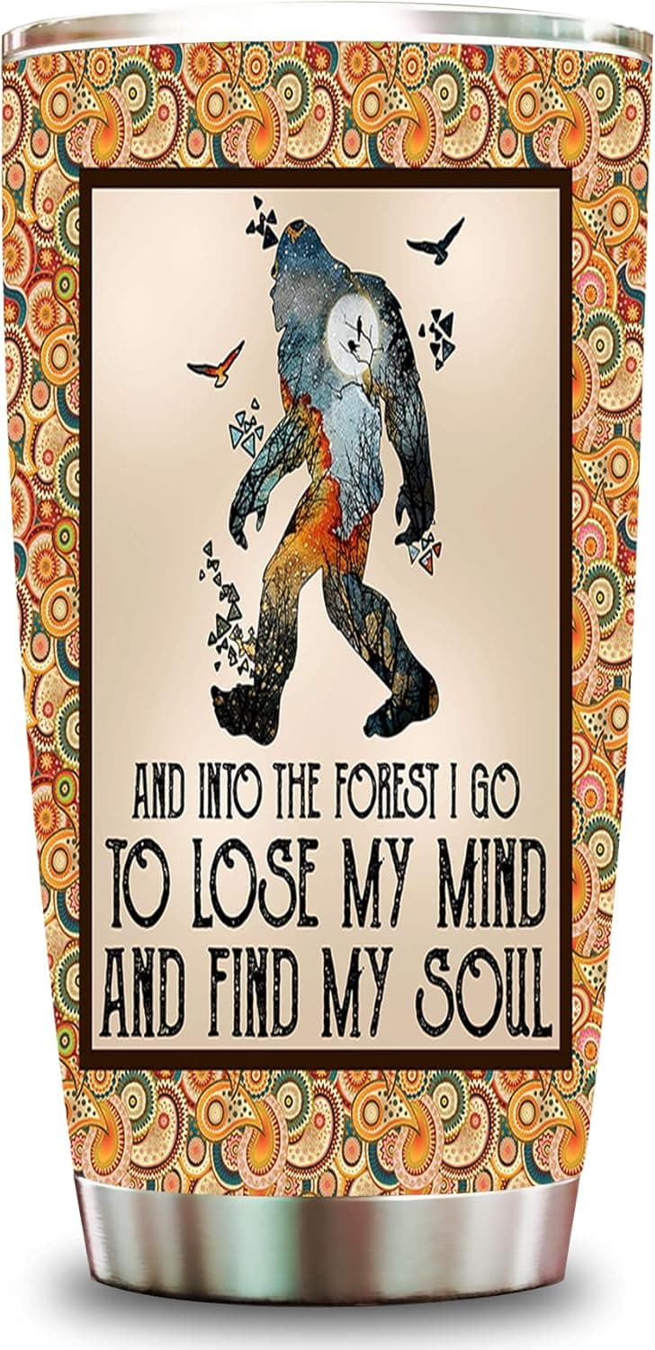 LPVLUX Bigfoot Into The Forest Tumbler with Lid Double Wall Tumbler 20oz Travel Coffee Mug