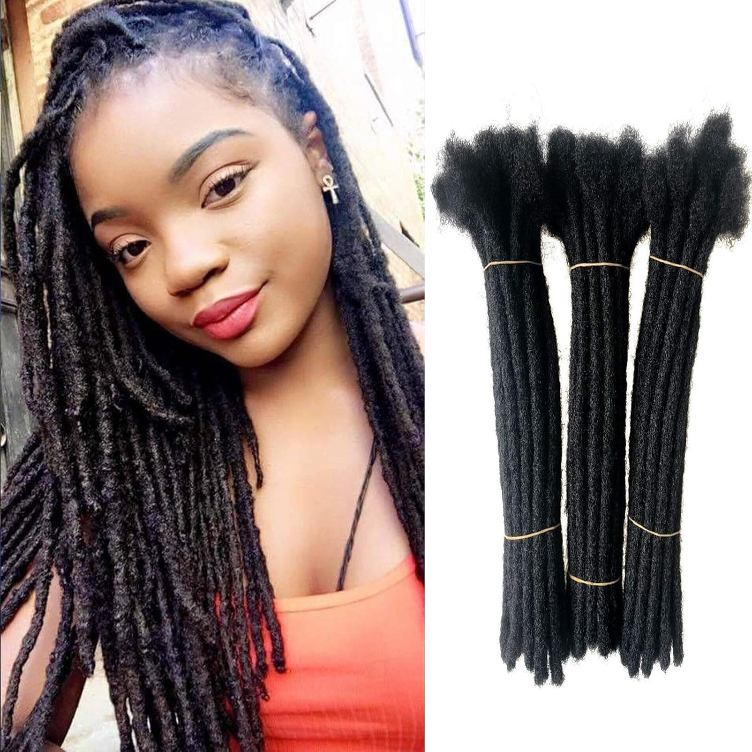ADIASAI 100% Human Hair Loc Extensions 0.6cm Width 12 Inch 30 Locs