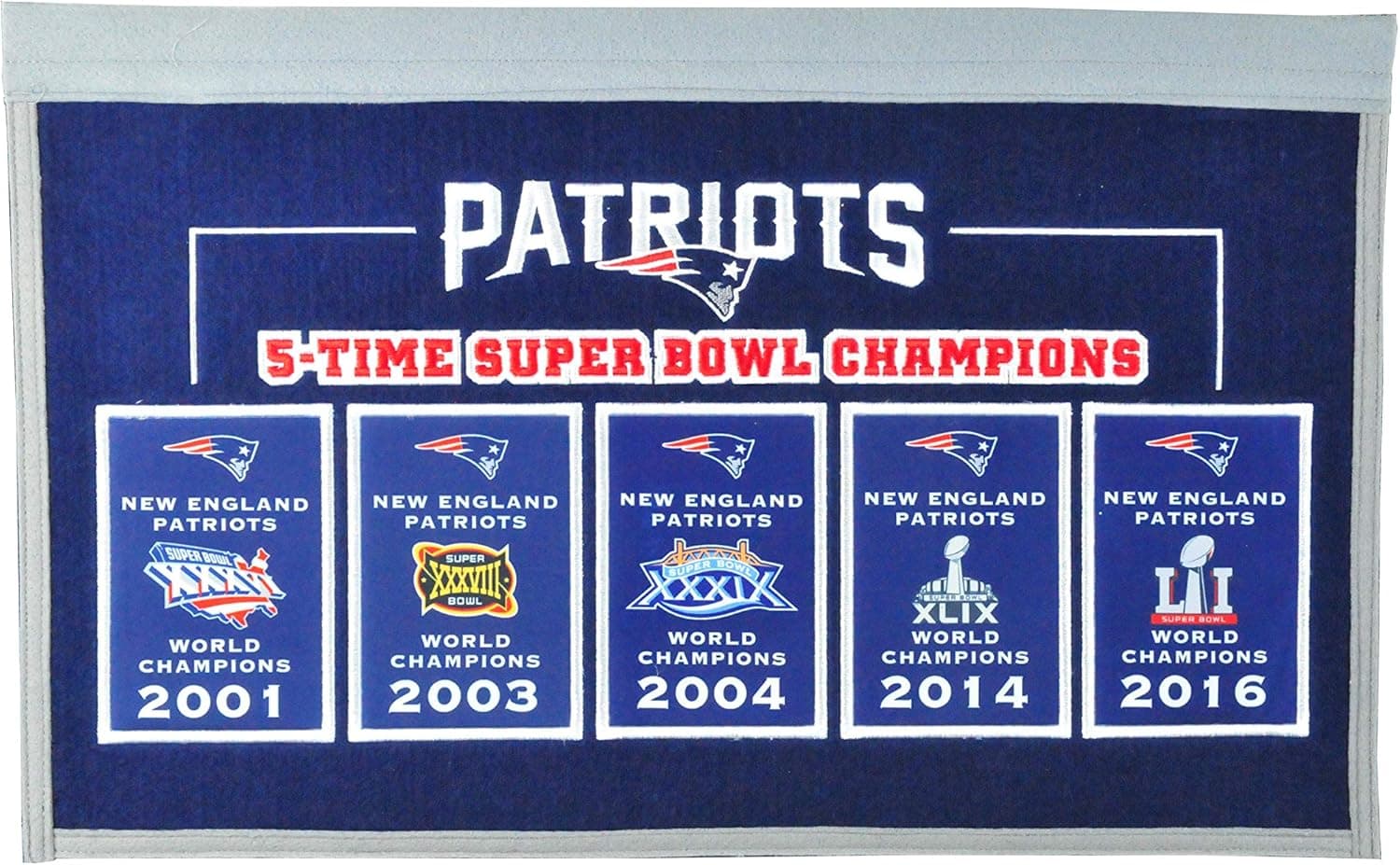 Winning Streak NFL New England Patriots Super Bowl Rafter Raiser Banner