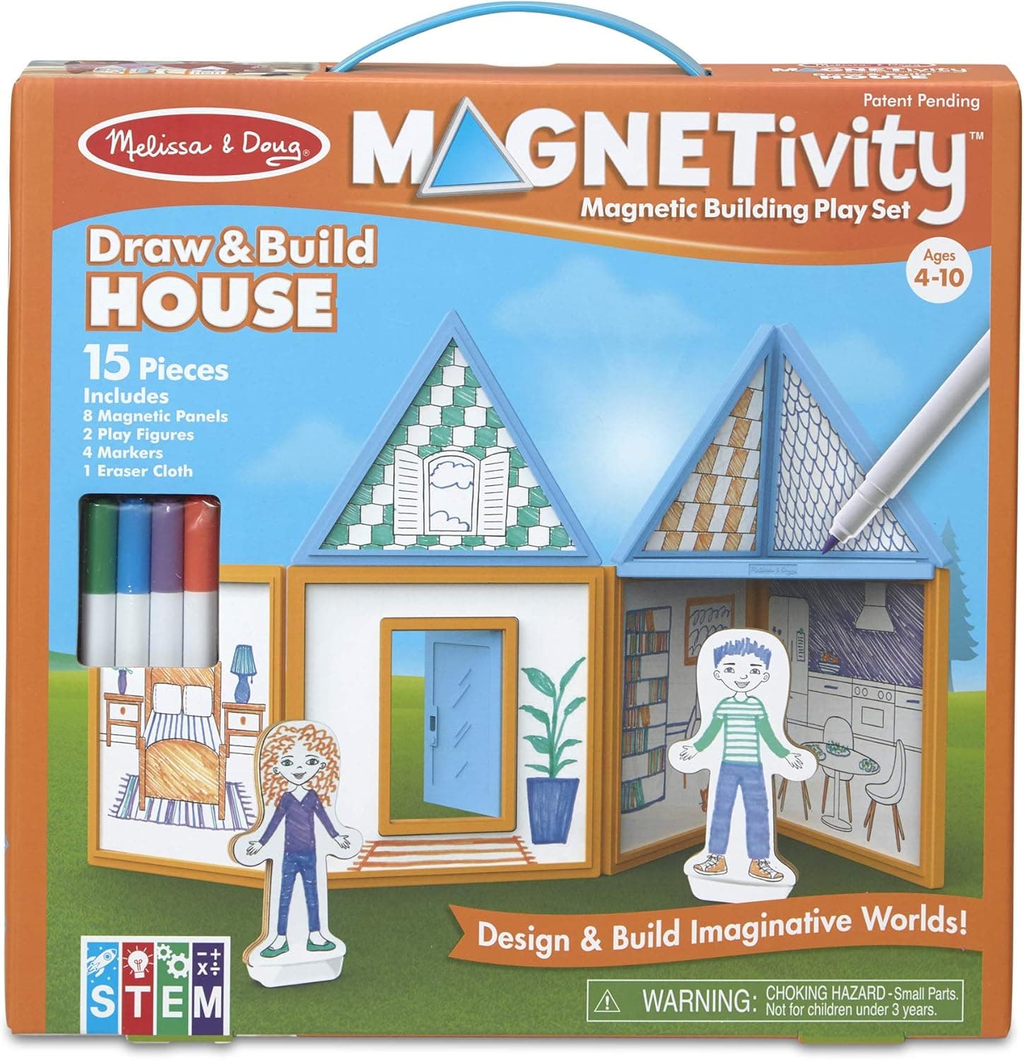 Melissa & Doug Magnetivity Building Play Set – Draw & Build House