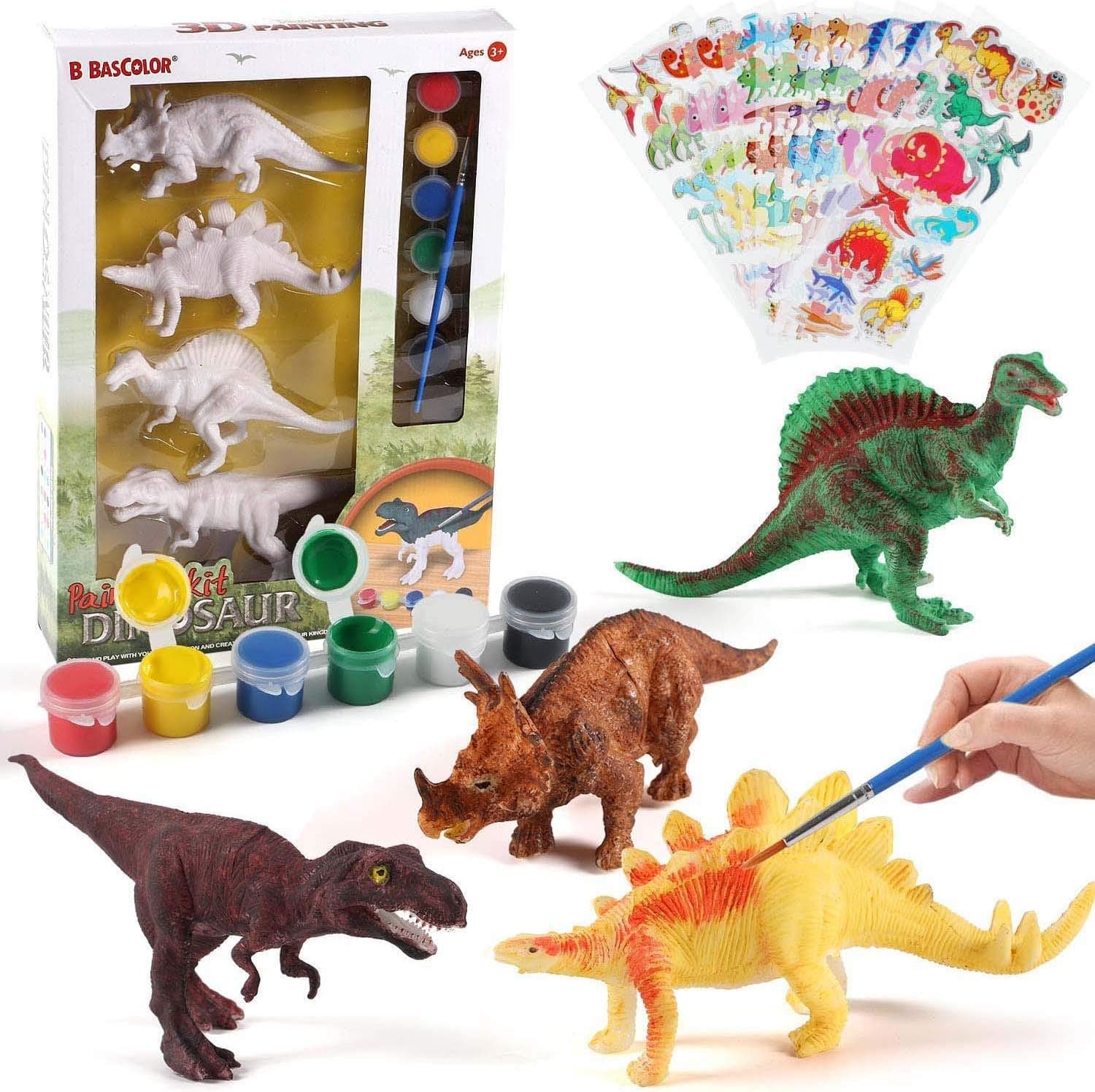 NEOWOWS Kids Crafts and Arts Supplies Set Painting Kit Decorate Your Own Dinosaur Figurines DIY Dinosaur Arts Crafts 3D Painting Dinosaurs Toys for Kids Boys Girls Age 4 5 6 7 8 Years Old