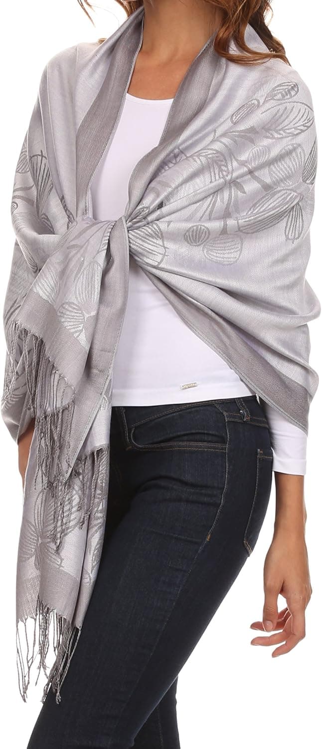 Sakkas Ella Dogwood Flower Straight Border Pashmina/Shawl/Wrap/Stole