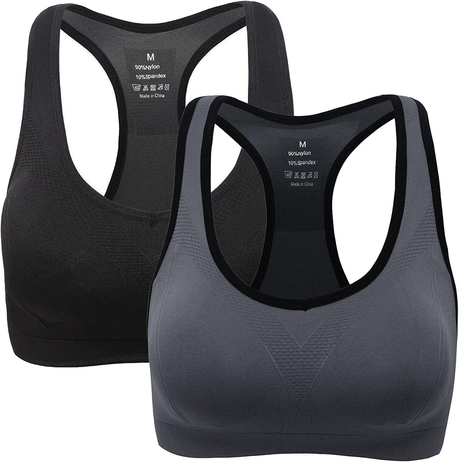 Women's Padded Sports Bra High Impact Seamless Racerback Workout Yoga Bra