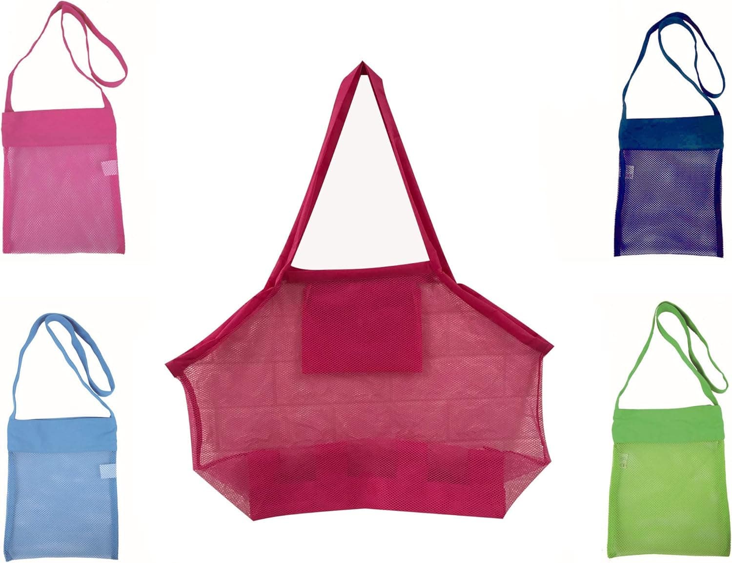 17.6 X 17.6inch Breathable Beach Bags with Small Toys Tote Bag Sand Toys Shell Reusable Foldable Lightweight Storage Bag