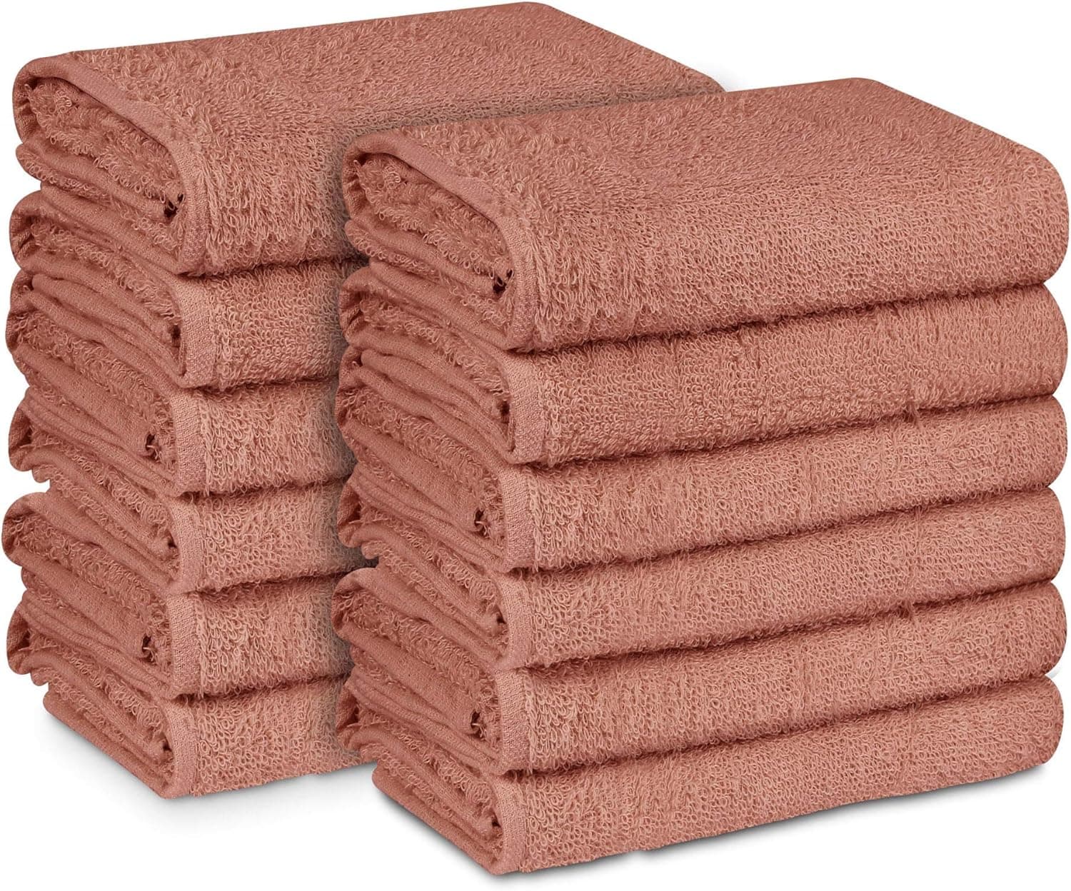 Beauty Threadz - Salon Towels Highly Absorbent 100% Cotton Towels for Hand, Gym, Beauty, Hair, Spa and Home Hair Care Towel (Petal Pink, 12 Pack)