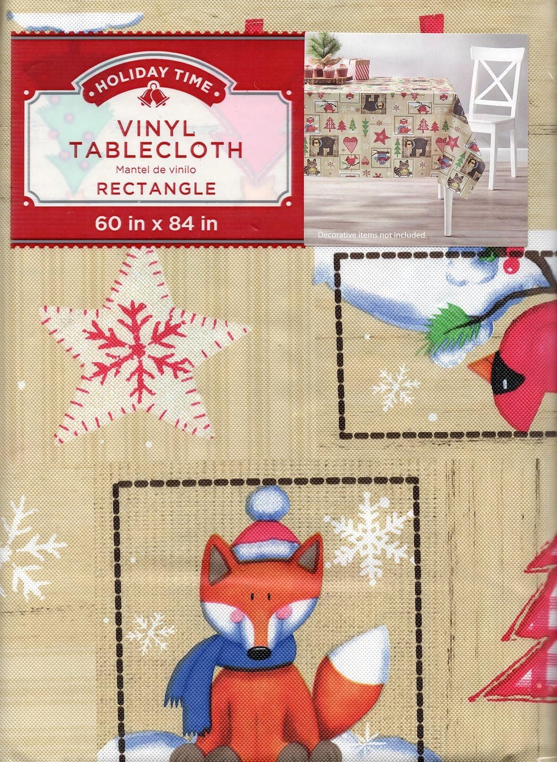 Holiday Patchwork Vinyl Tablecloth (60 X 84 Inch)